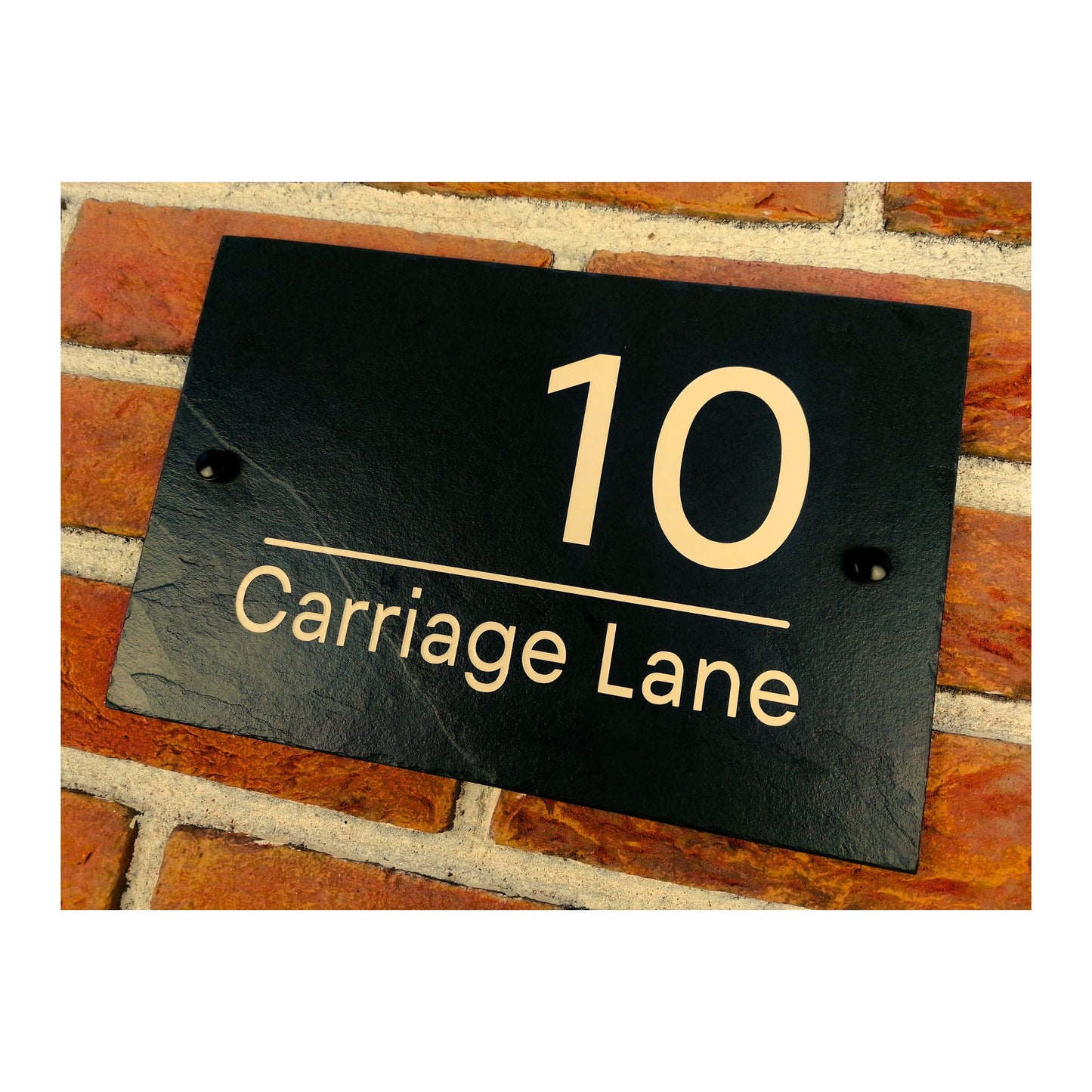Engraved Natural Slate House Address Sign - Rustic Farmhouse Style Door Number - Wedding, Housewarming, Anniversary Gift Idea