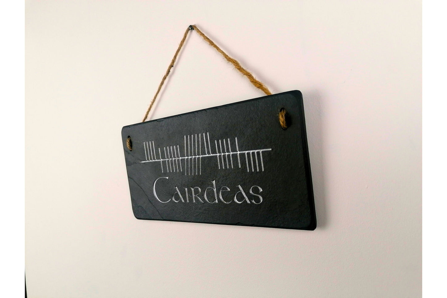 Ogham Wall Hanging | Natural Slate | Handmade Deep Engraved Signs | Celtic Irish Gaelic Traditional | Rustic Home Decor | Unique Gift Ideas