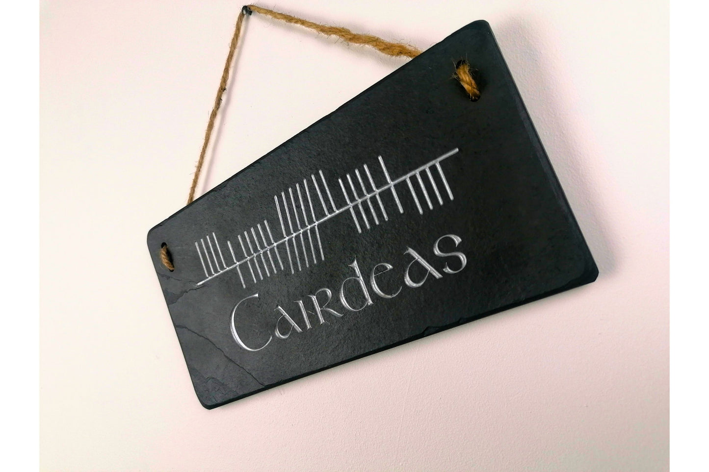 Ogham Wall Hanging | Natural Slate | Handmade Deep Engraved Signs | Celtic Irish Gaelic Traditional | Rustic Home Decor | Unique Gift Ideas