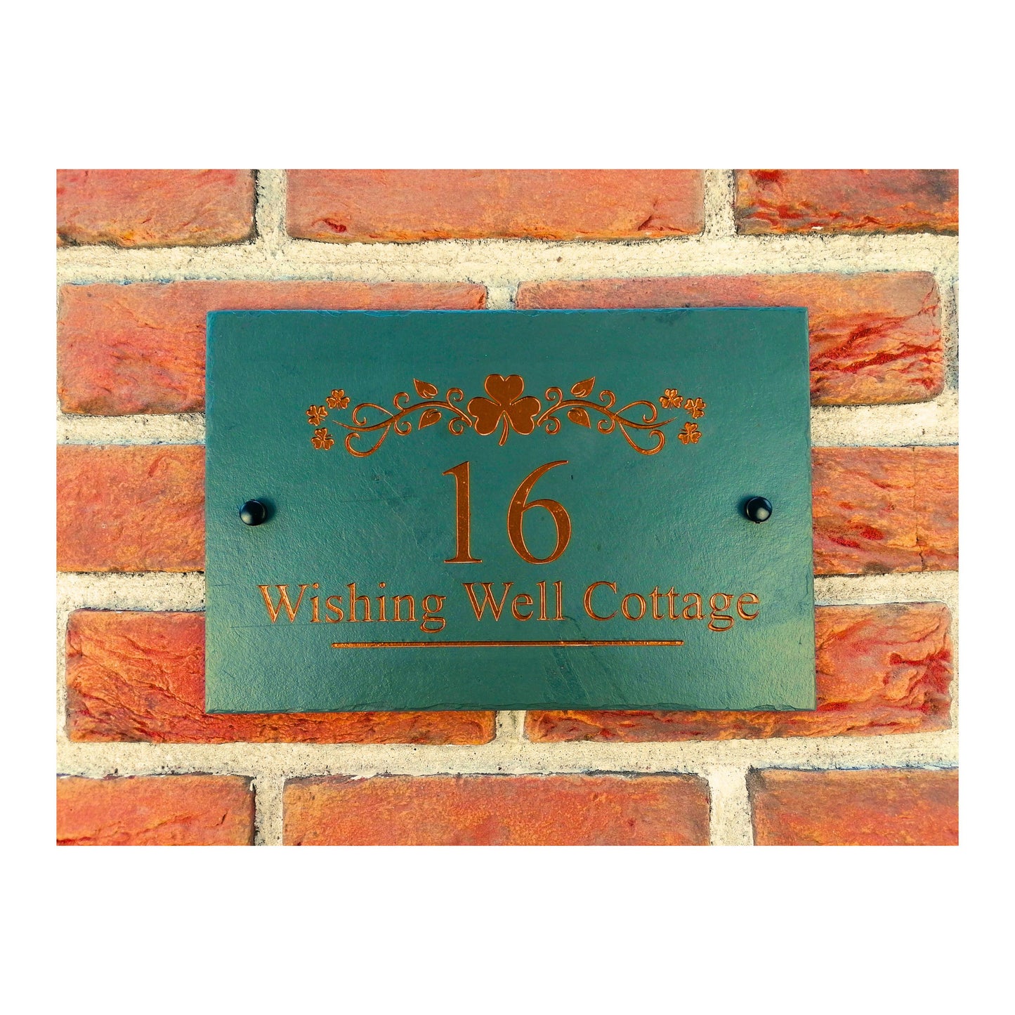 Engraved Natural Slate House Address Sign - Rustic Farmhouse Style Door Number - Wedding, Housewarming, Anniversary Gift Idea