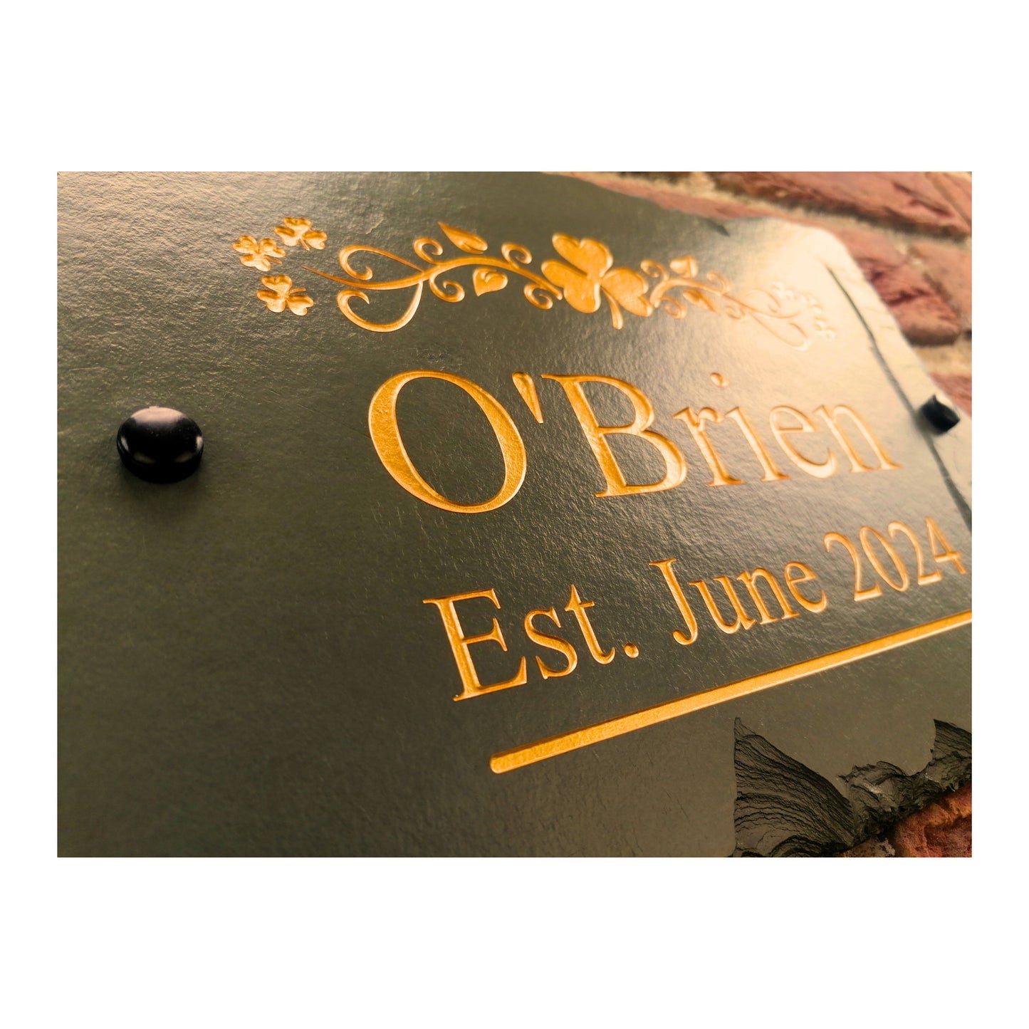 Engraved Natural Slate House Address Sign - Rustic Farmhouse Style Door Number - Wedding, Housewarming, Anniversary Gift Idea