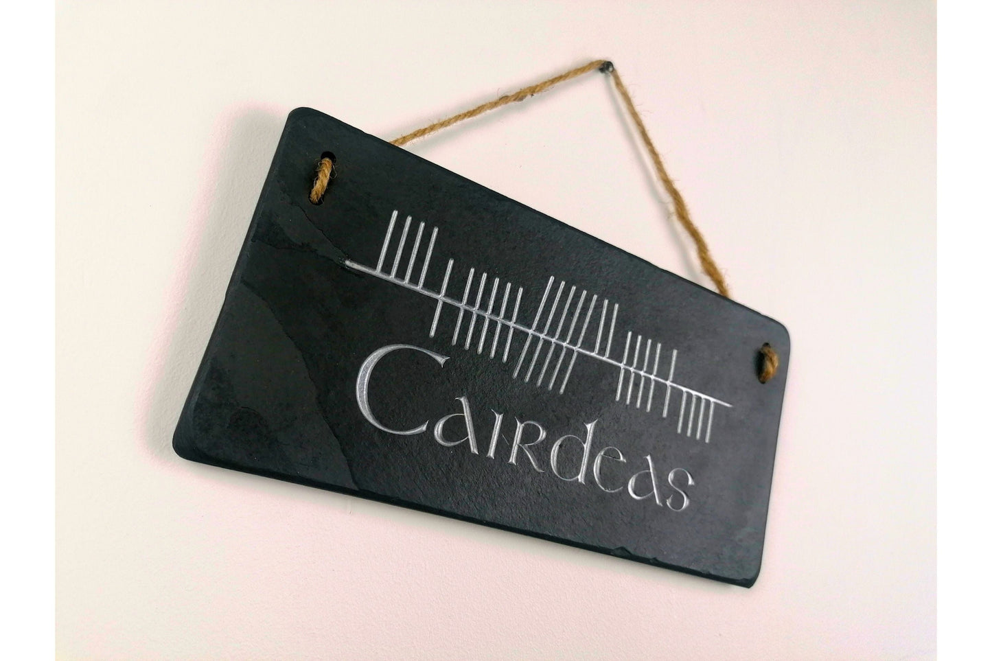 Ogham Wall Hanging | Natural Slate | Handmade Deep Engraved Signs | Celtic Irish Gaelic Traditional | Rustic Home Decor | Unique Gift Ideas