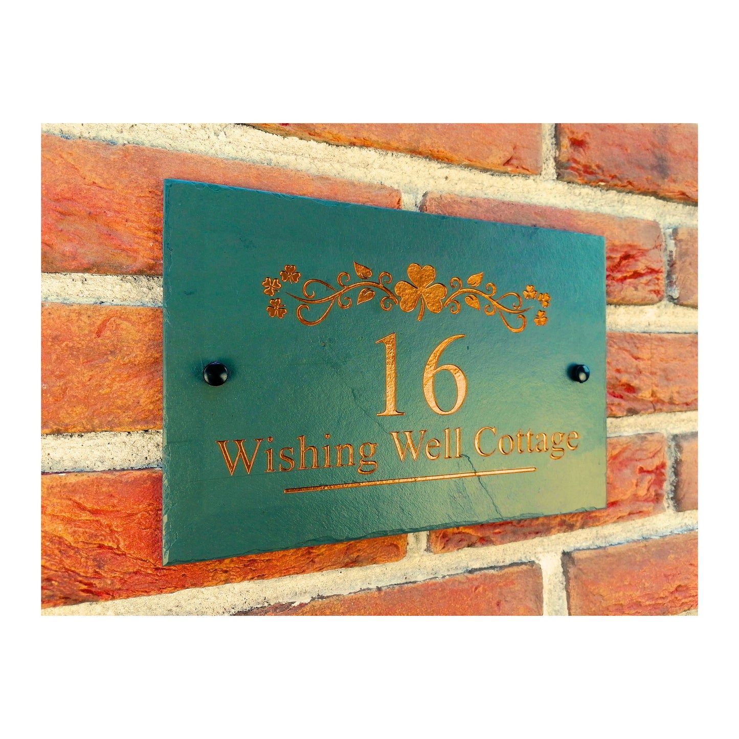 Engraved Natural Slate House Address Sign - Rustic Farmhouse Style Door Number - Wedding, Housewarming, Anniversary Gift Idea