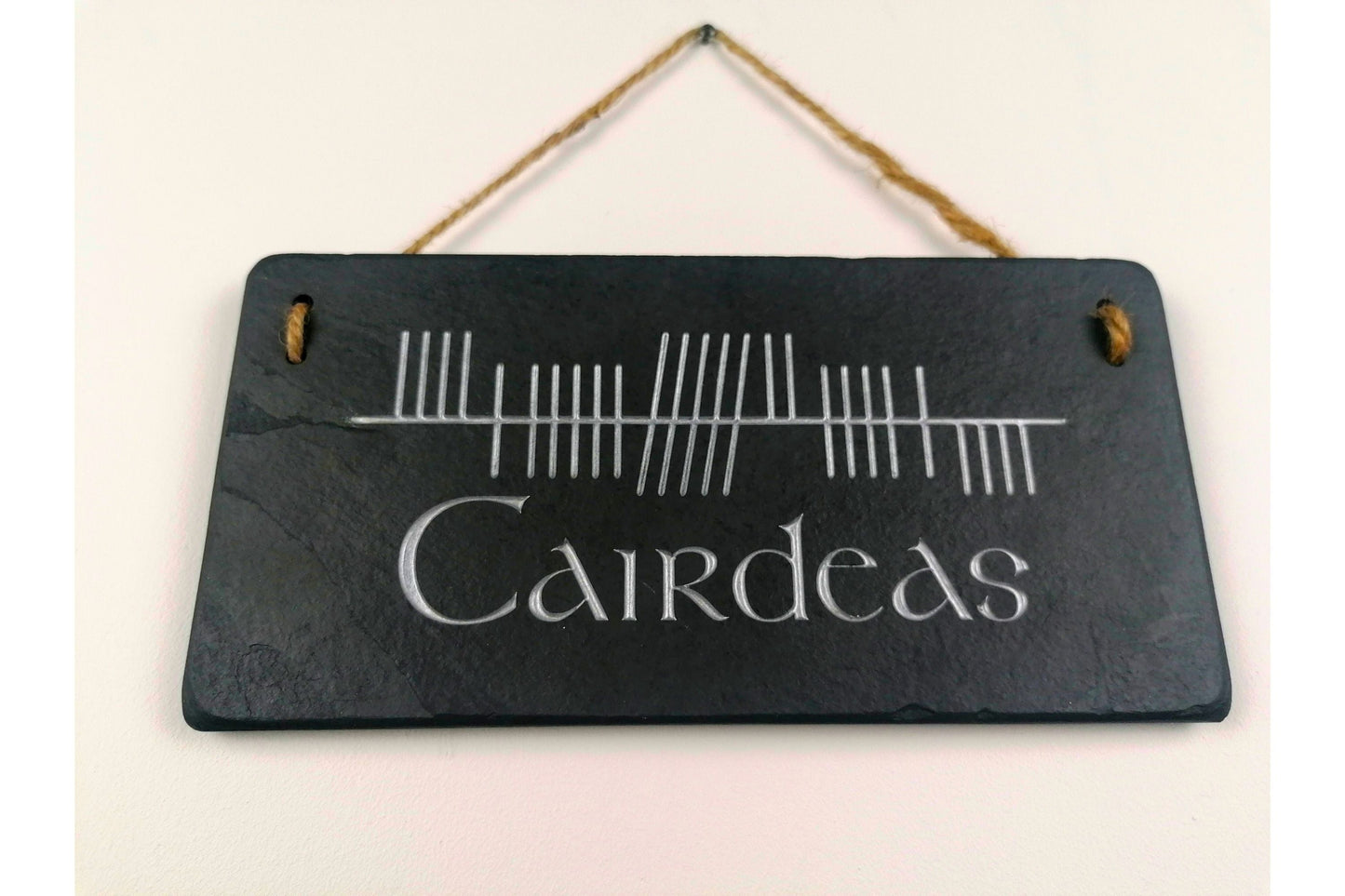 Ogham Wall Hanging | Natural Slate | Handmade Deep Engraved Signs | Celtic Irish Gaelic Traditional | Rustic Home Decor | Unique Gift Ideas