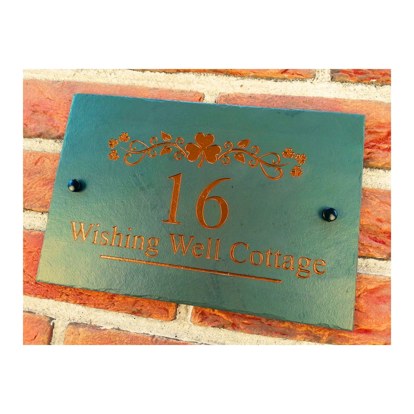 Engraved Natural Slate House Address Sign - Rustic Farmhouse Style Door Number - Wedding, Housewarming, Anniversary Gift Idea