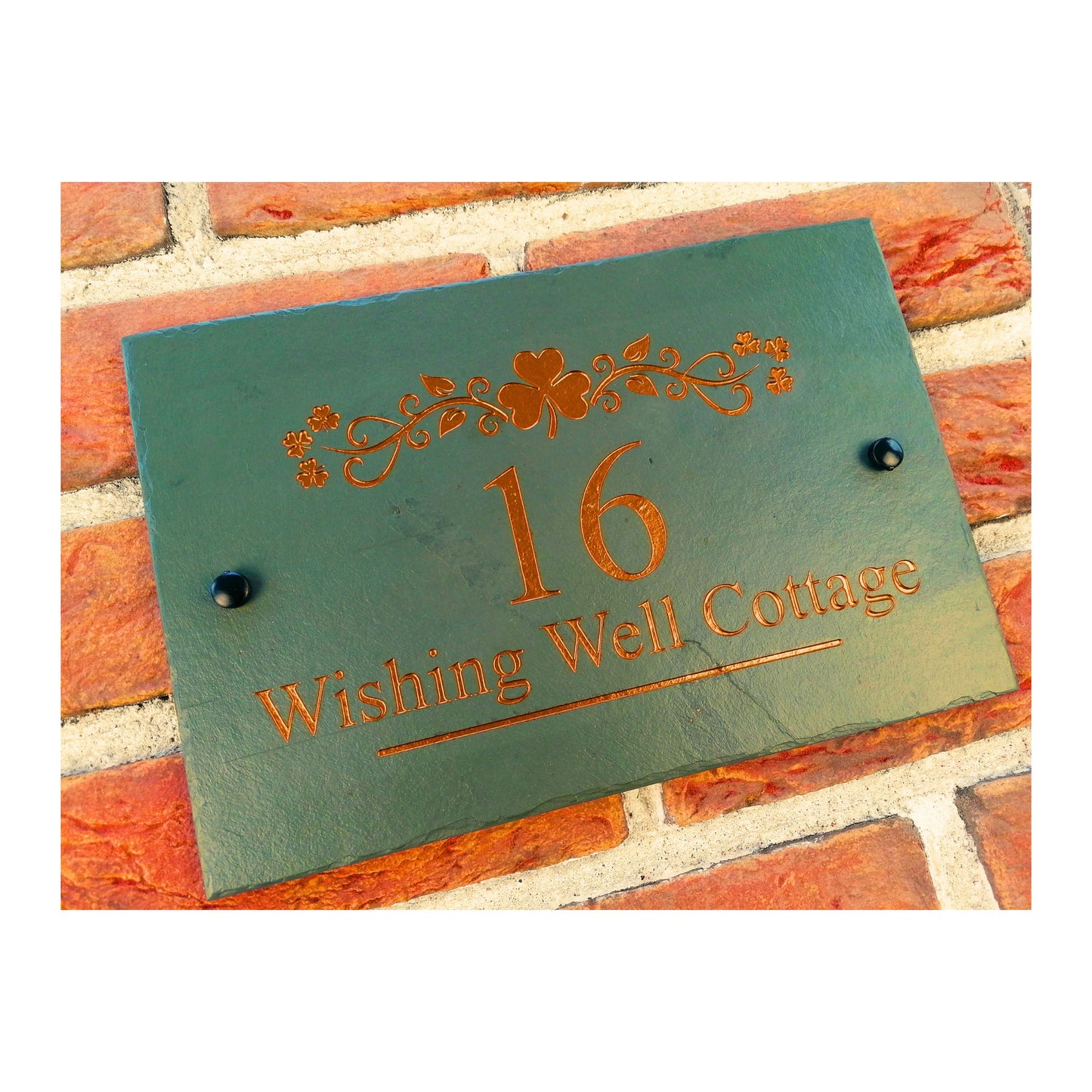 Engraved Natural Slate House Address Sign - Rustic Farmhouse Style Door Number - Wedding, Housewarming, Anniversary Gift Idea