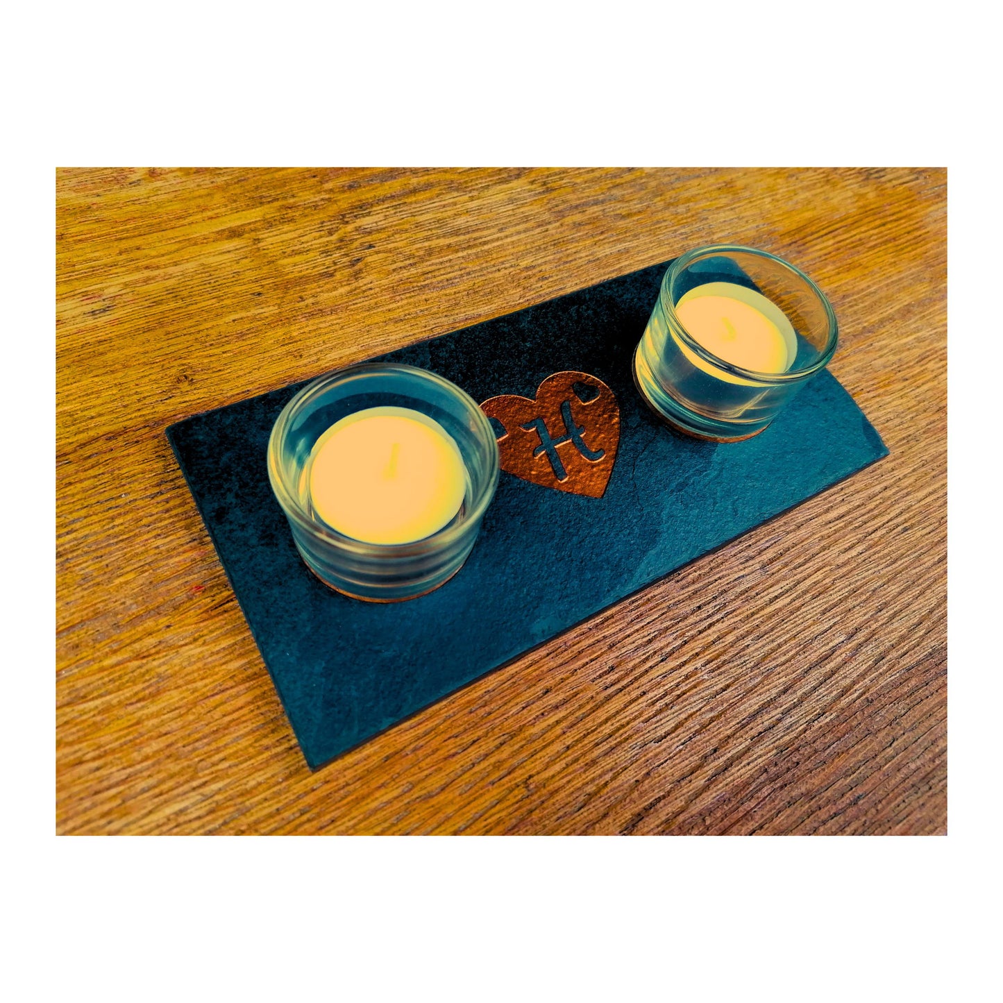Handmade Tealight Candle Holder | Deep Engraved Natural Slate | Unique Gift Idea | Made In Ireland | Gold Copper Silver | Modern Home Decor