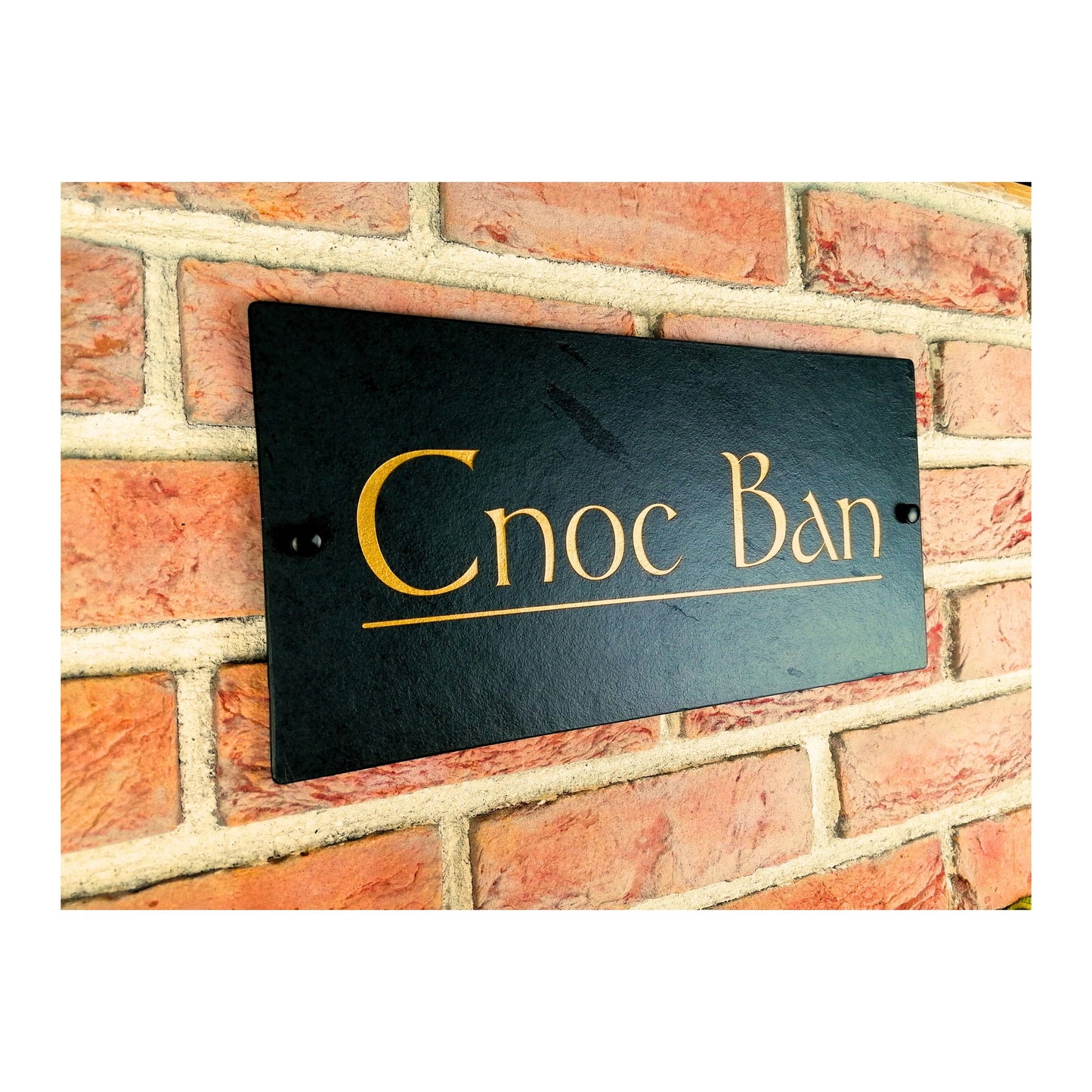 Engraved Natural Slate House Address Sign - Rustic Farmhouse Style Door Number - Wedding, Housewarming, Anniversary Gift Idea