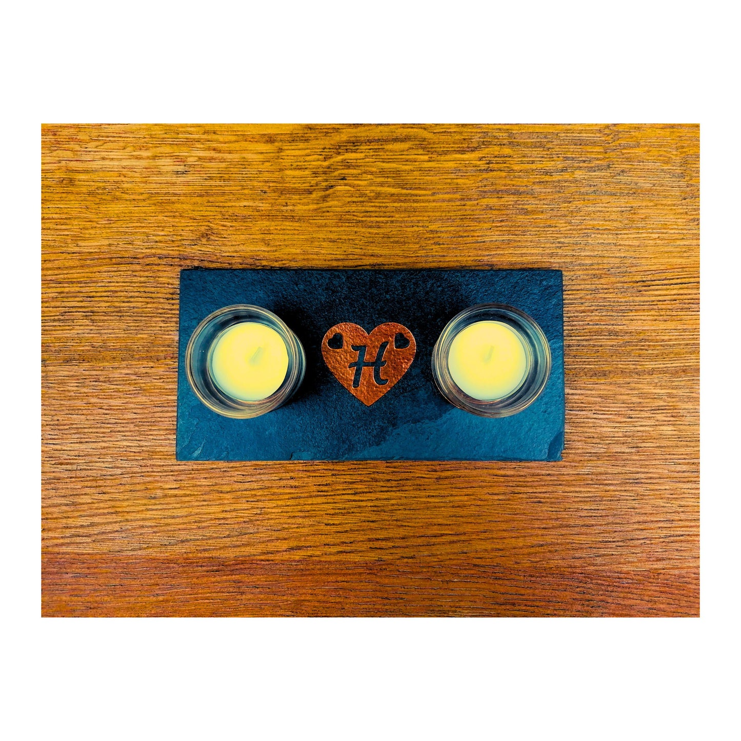 Handmade Tealight Candle Holder | Deep Engraved Natural Slate | Unique Gift Idea | Made In Ireland | Gold Copper Silver | Modern Home Decor