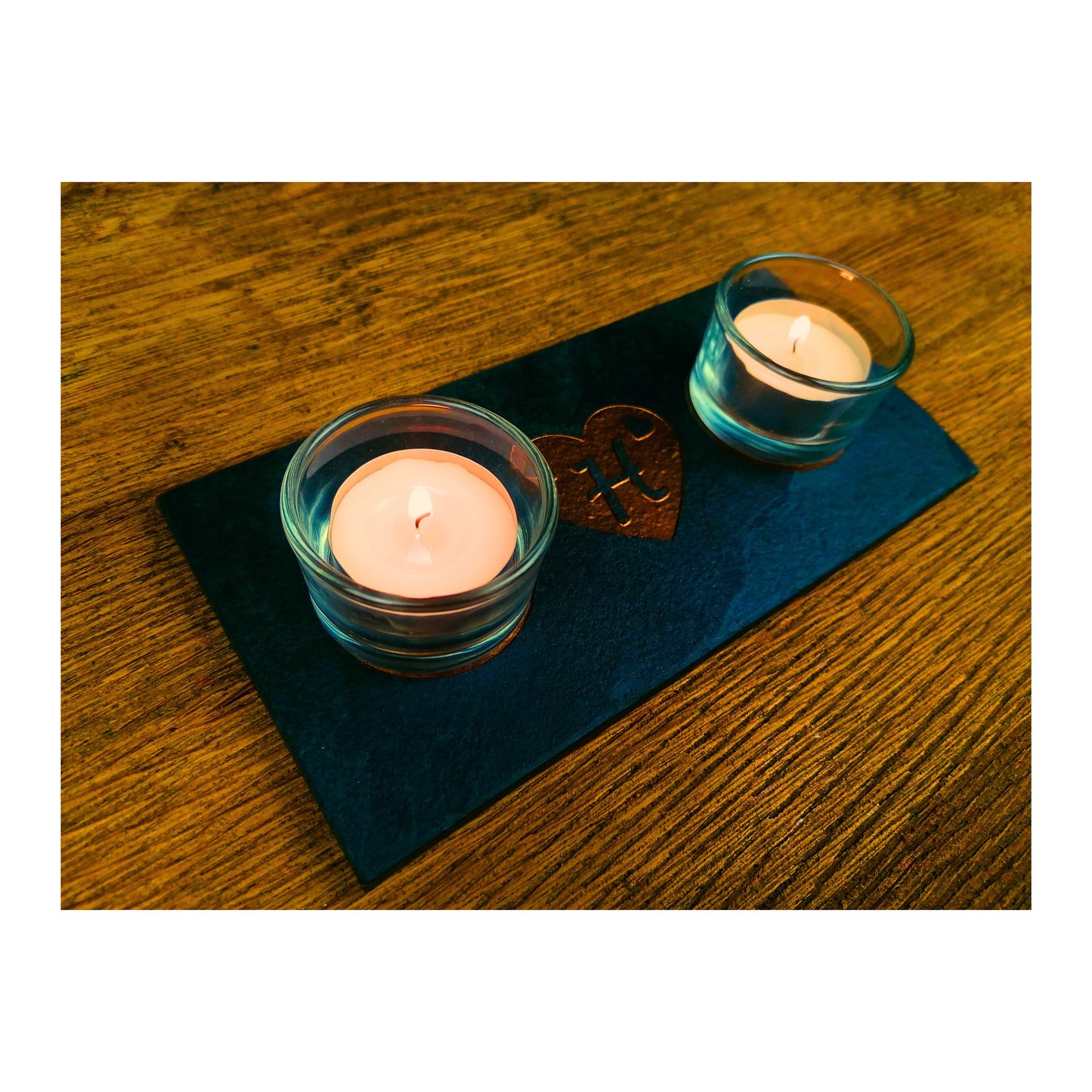 Handmade Tealight Candle Holder | Deep Engraved Natural Slate | Unique Gift Idea | Made In Ireland | Gold Copper Silver | Modern Home Decor