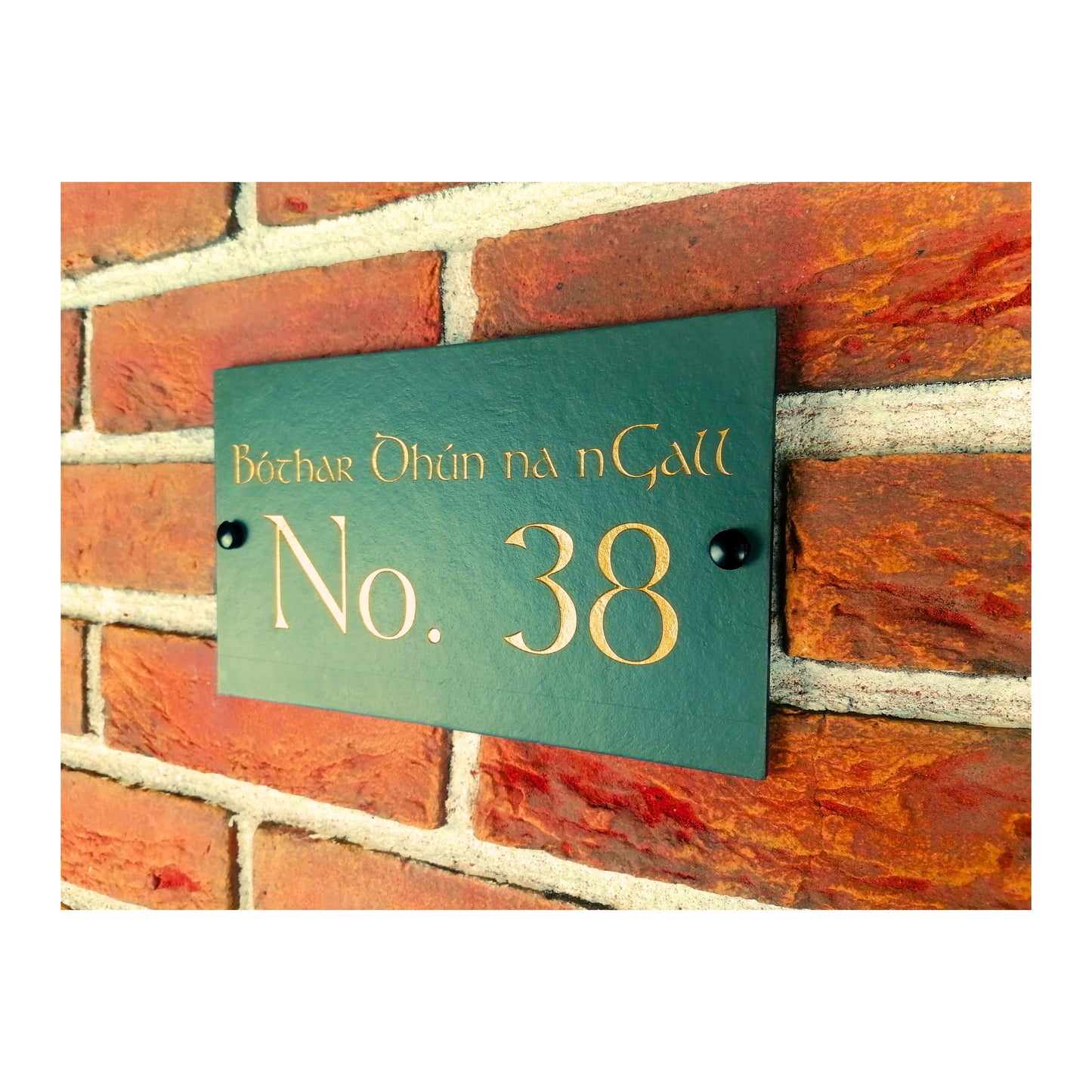Engraved Natural Slate House Address Sign - Rustic Farmhouse Style Door Number - Wedding, Housewarming, Anniversary Gift Idea