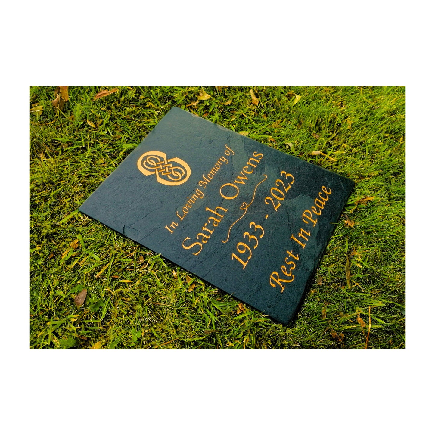 Grave Marker Memorial Plaque | Engraved Natural Slate | Custom Personalised | Gold Copper Silver | Memories Tributes Stone Headstones Bereavement