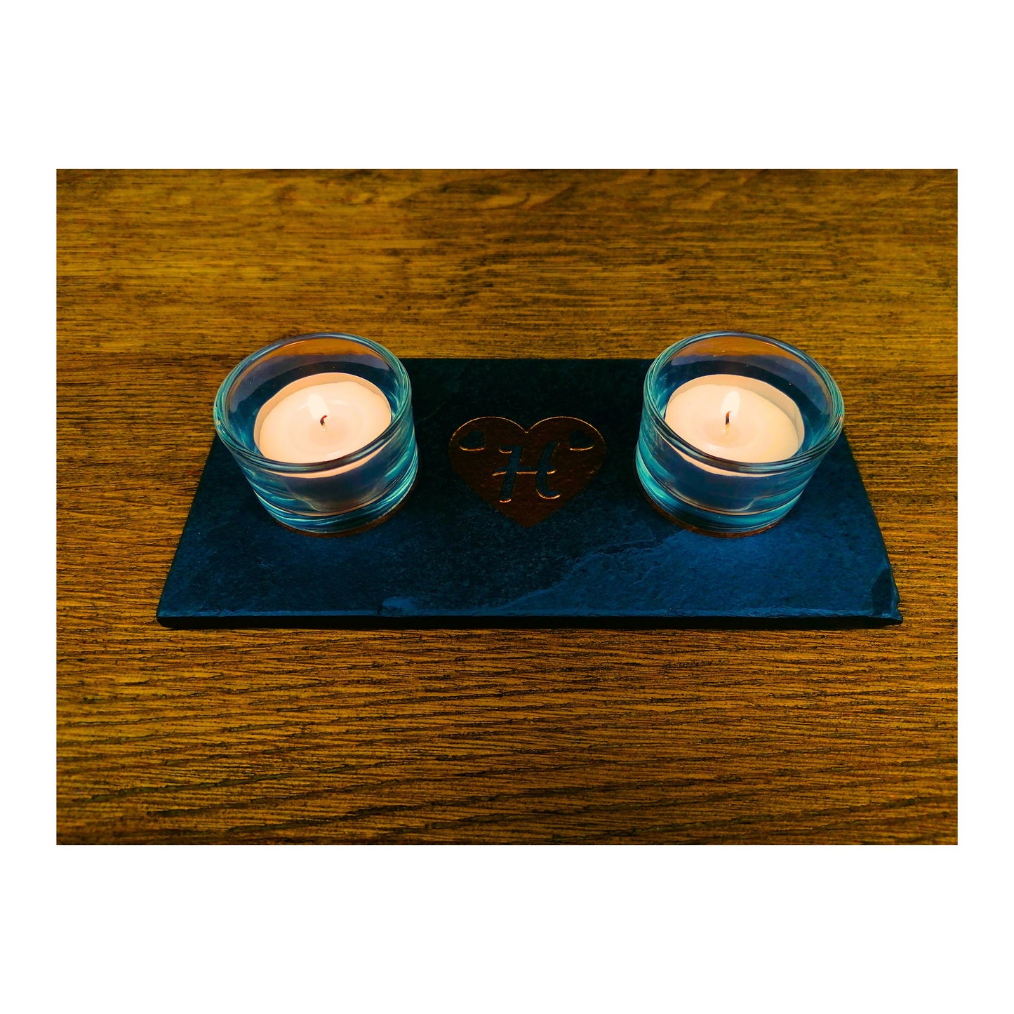Handmade Tealight Candle Holder | Deep Engraved Natural Slate | Unique Gift Idea | Made In Ireland | Gold Copper Silver | Modern Home Decor