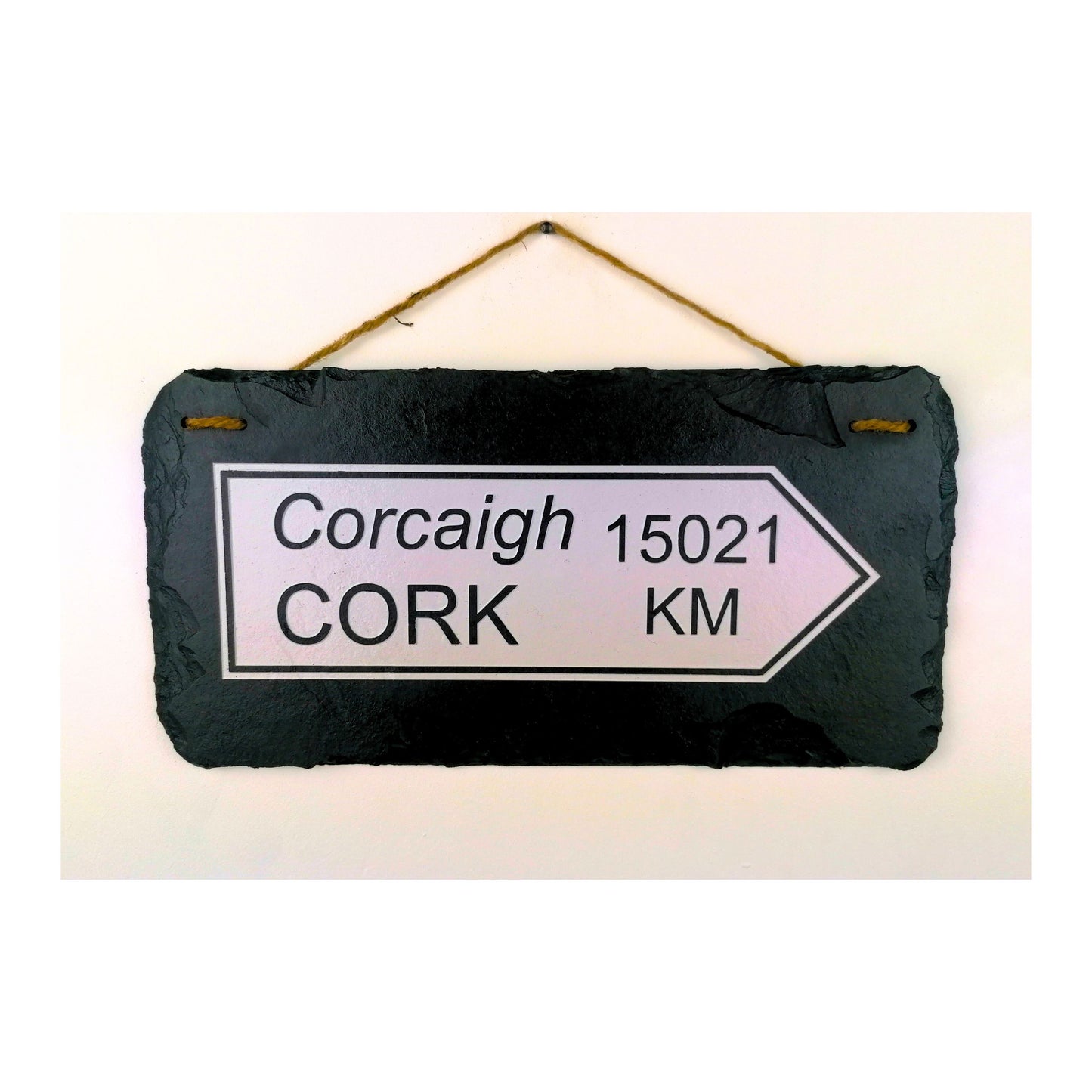 Irish Street Road Sign | Town Village Hometown | Rustic Natural Slate Wall Hanging