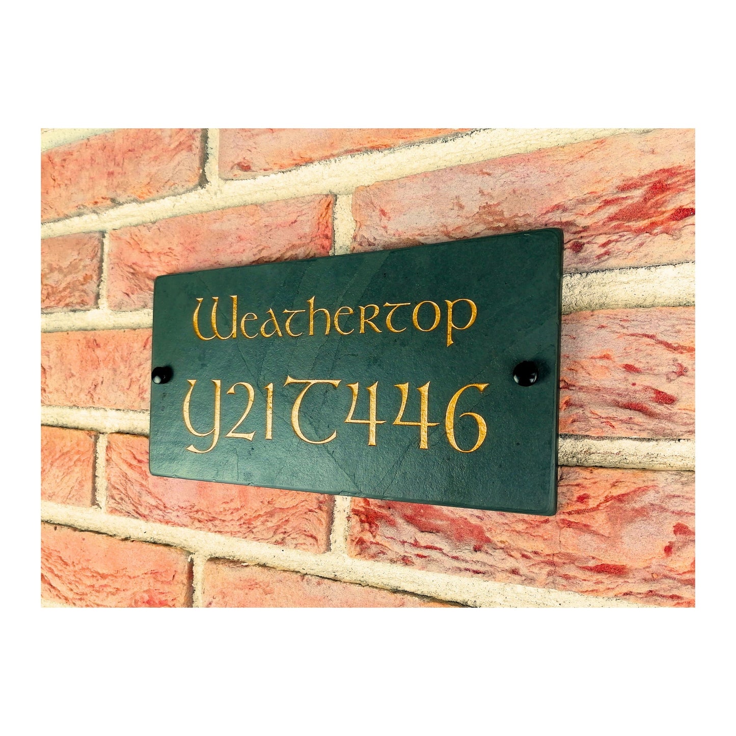 Engraved Natural Slate House Address Sign - Rustic Farmhouse Style Door Number - Wedding, Housewarming, Anniversary Gift Idea