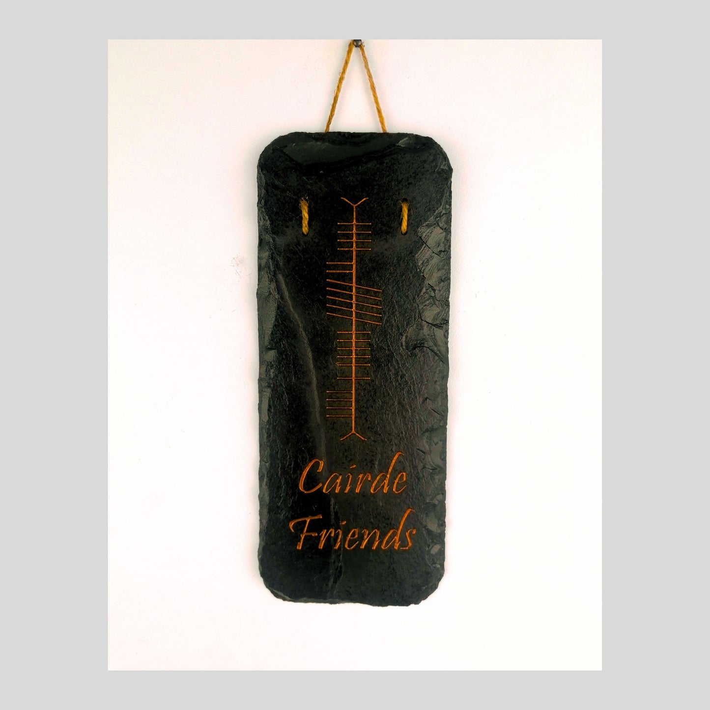 Ogham Wall Hanging | Natural Slate | Handmade Deep Engraved Signs | Celtic Irish Gaelic Traditional | Rustic Home Decor | Unique Gift Ideas