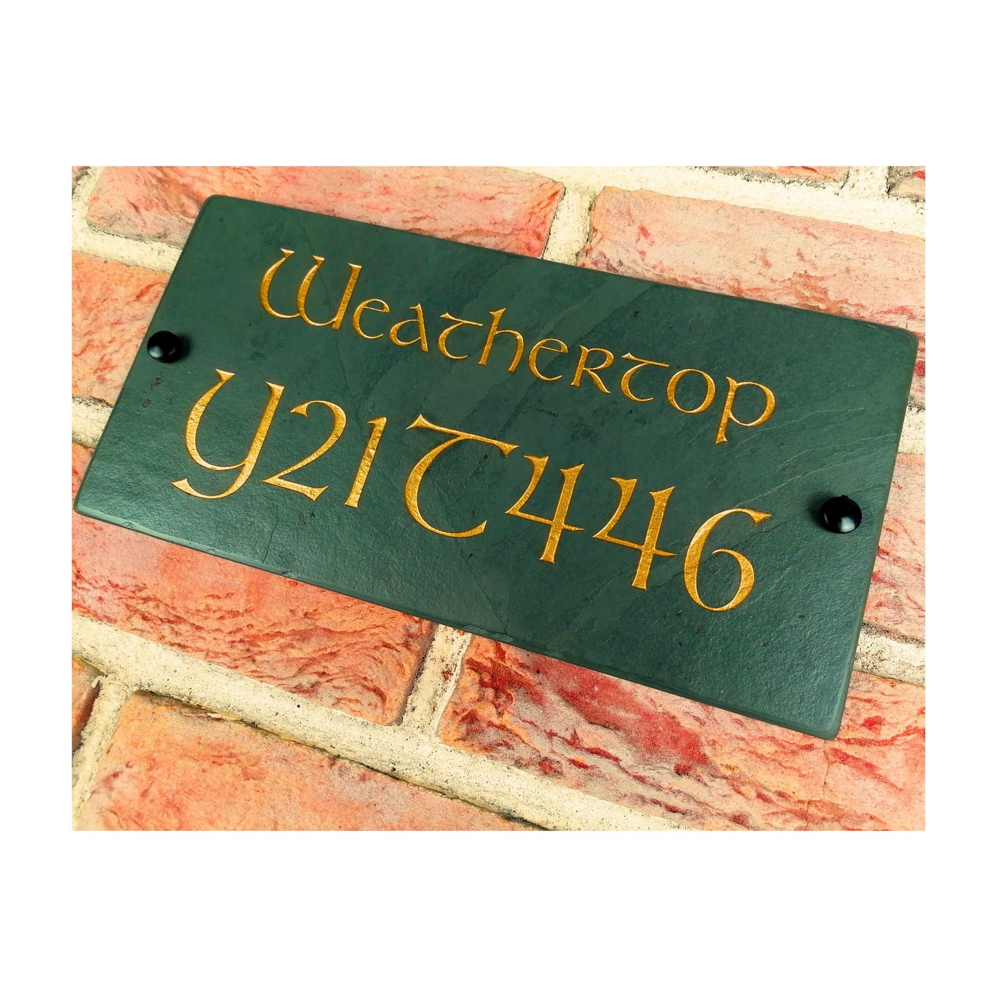 Engraved Natural Slate House Address Sign - Rustic Farmhouse Style Door Number - Wedding, Housewarming, Anniversary Gift Idea