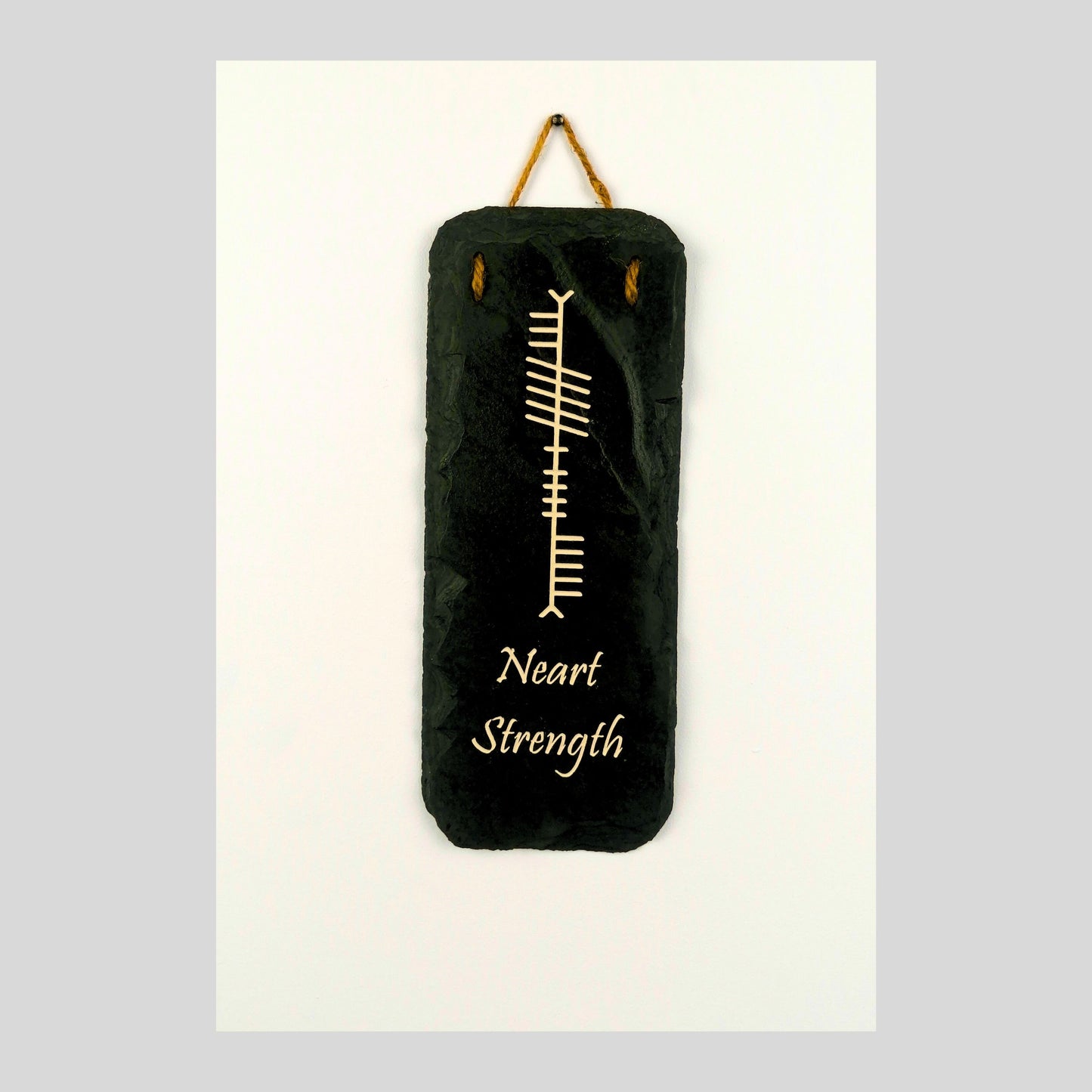 Ogham Wall Hanging | Natural Slate | Handmade Deep Engraved Signs | Celtic Irish Gaelic Traditional | Rustic Home Decor | Unique Gift Ideas