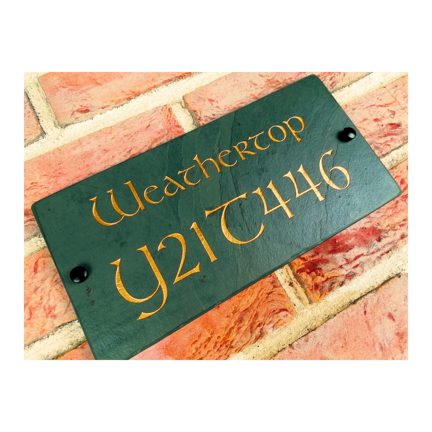 Engraved Natural Slate House Address Sign - Rustic Farmhouse Style Door Number - Wedding, Housewarming, Anniversary Gift Idea
