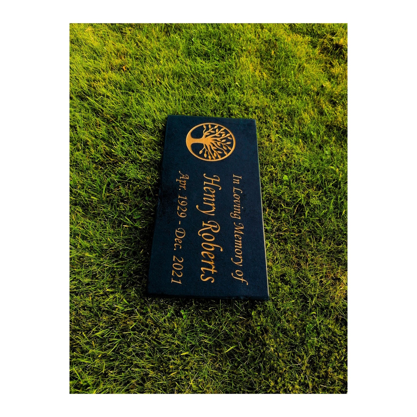 Grave Marker Memorial Plaque | Engraved Natural Slate | Custom Personalised | Gold Copper Silver | Memories Tributes Stone Headstones Bereavement