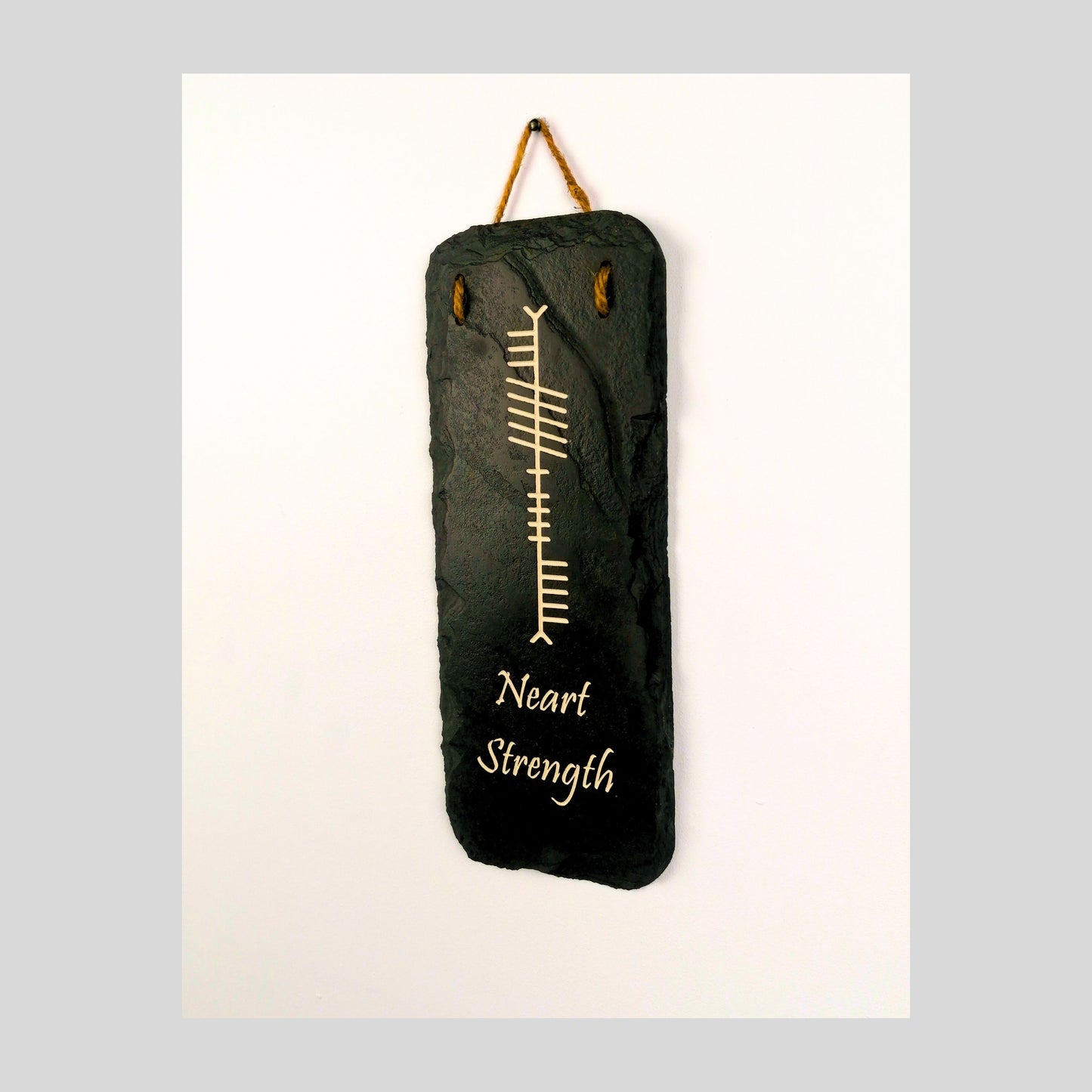 Ogham Wall Hanging | Natural Slate | Handmade Deep Engraved Signs | Celtic Irish Gaelic Traditional | Rustic Home Decor | Unique Gift Ideas