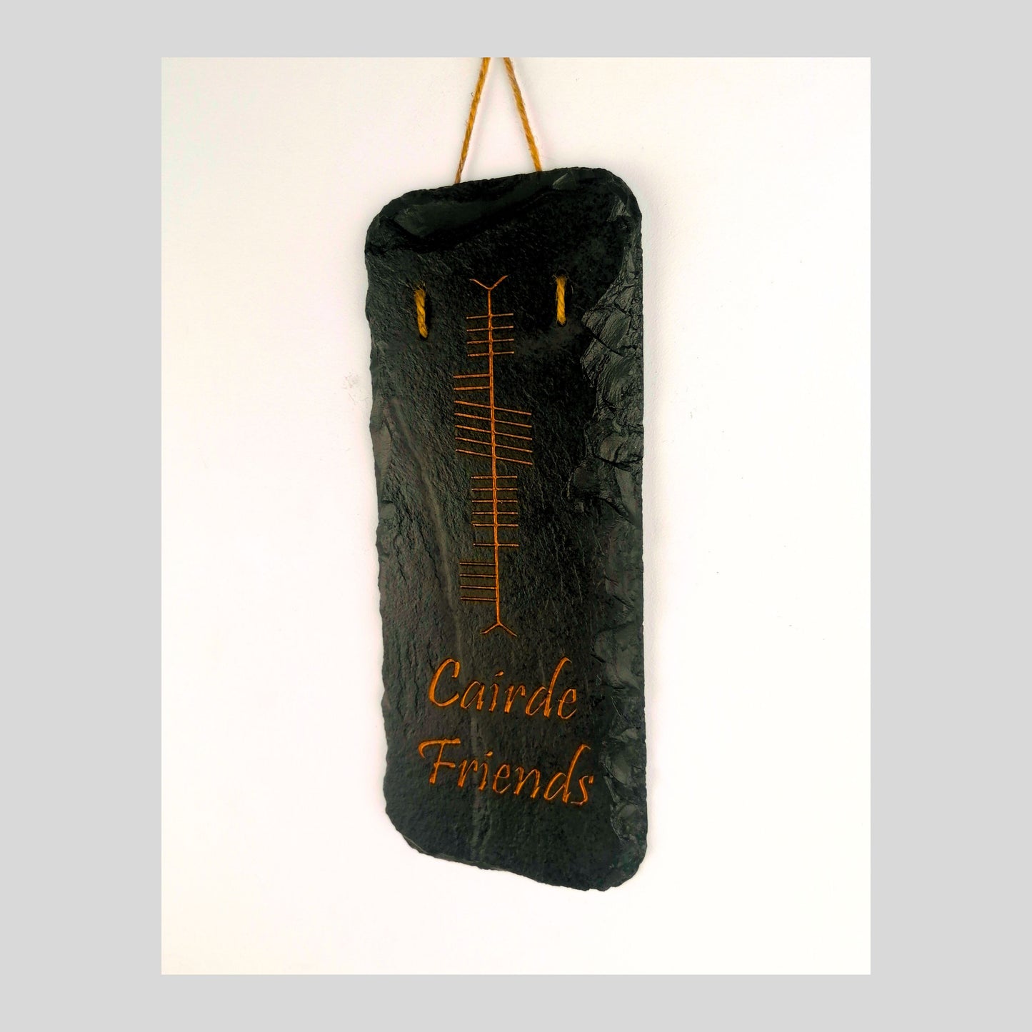 Ogham Wall Hanging | Natural Slate | Handmade Deep Engraved Signs | Celtic Irish Gaelic Traditional | Rustic Home Decor | Unique Gift Ideas
