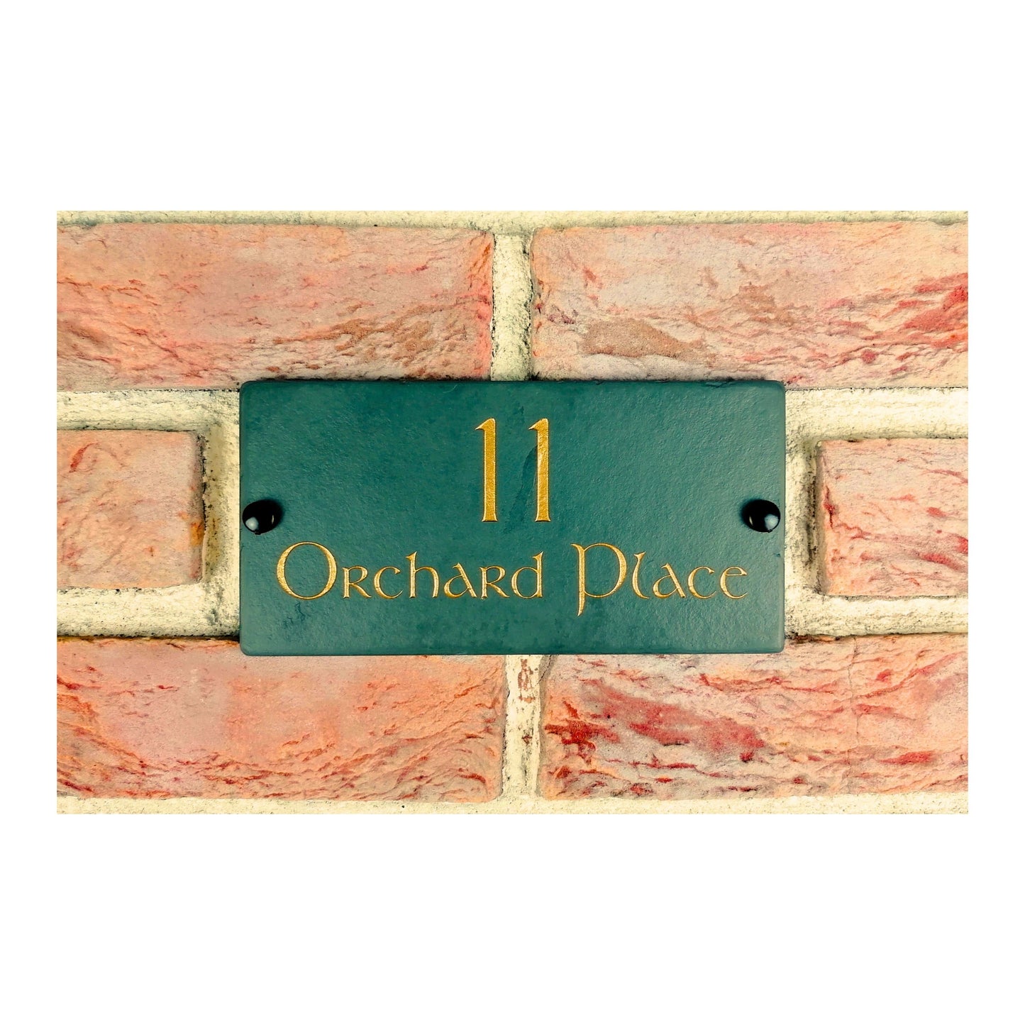 Engraved Natural Slate House Address Sign - Rustic Farmhouse Style Door Number - Wedding, Housewarming, Anniversary Gift Idea