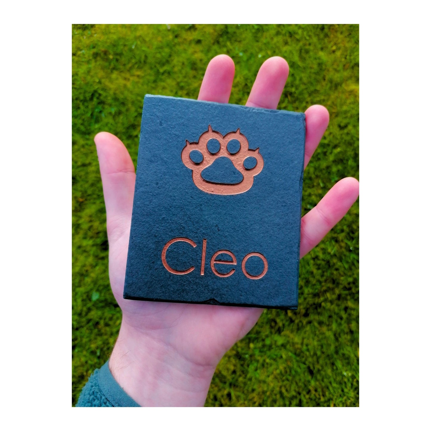 Personalised Custom Pet Paw Print | Engraved Natural Slate Memorial Plaque | Gold Copper Silver | Memories Tributes Markers Stone Headstones