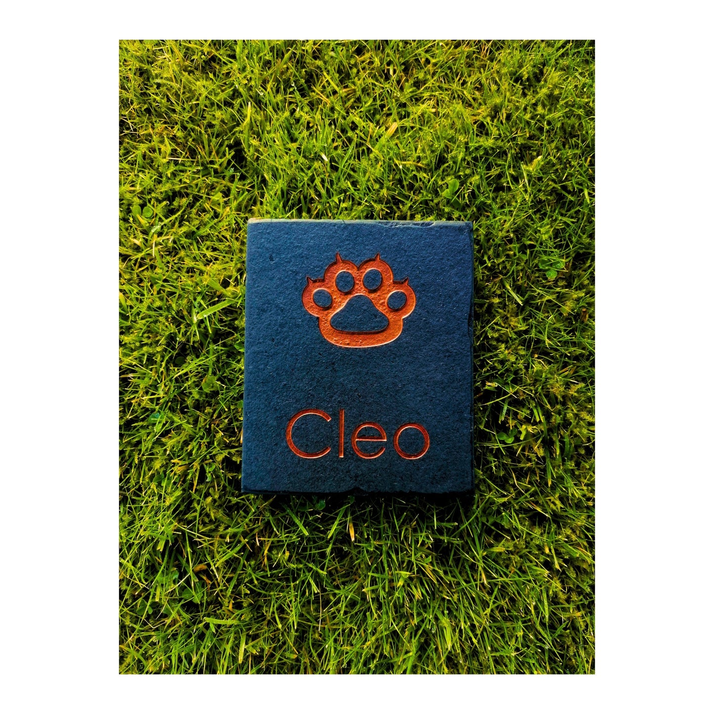 Personalised Custom Pet Paw Print | Engraved Natural Slate Memorial Plaque | Gold Copper Silver | Memories Tributes Markers Stone Headstones