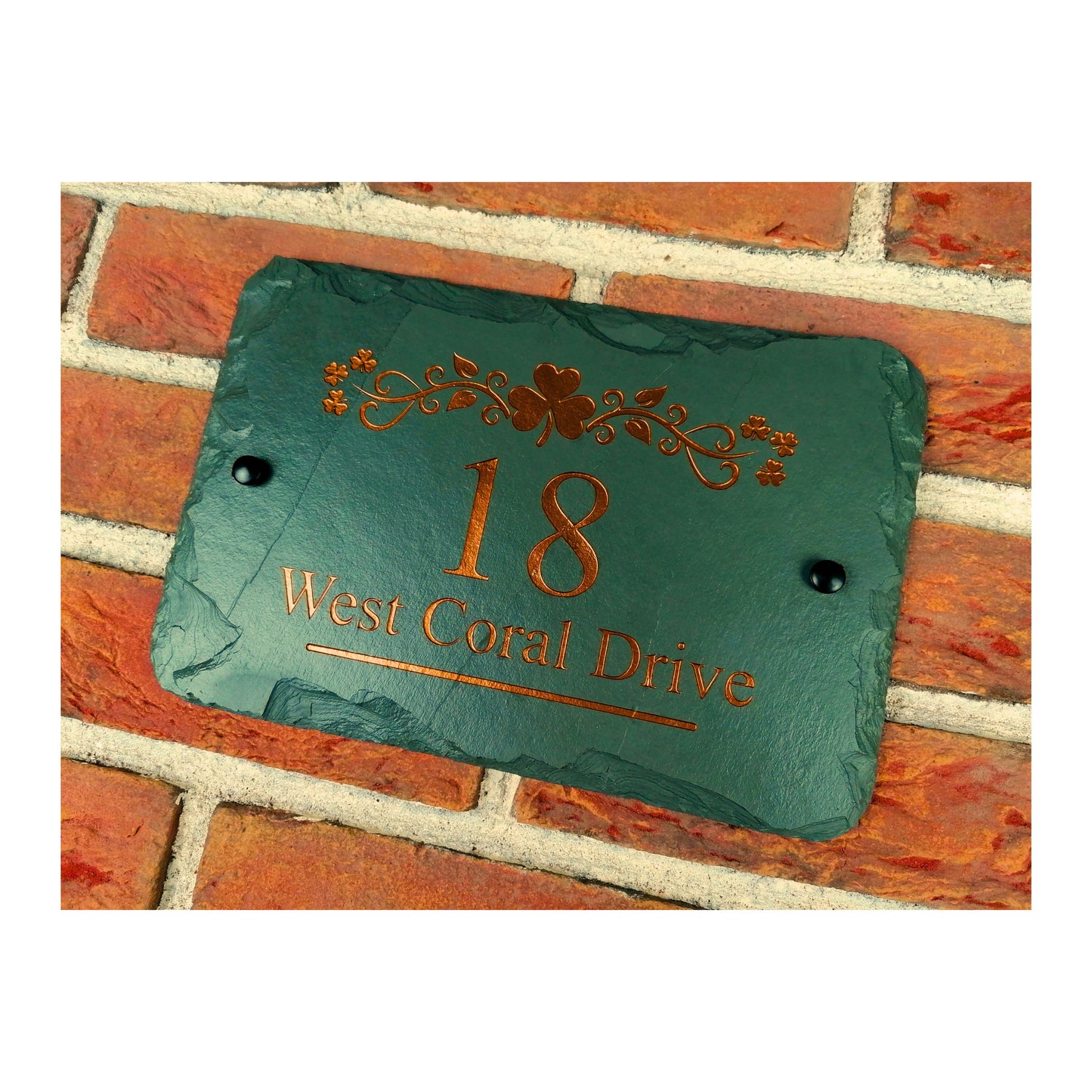 Engraved Natural Slate House Address Sign - Rustic Farmhouse Style Door Number - Wedding, Housewarming, Anniversary Gift Idea