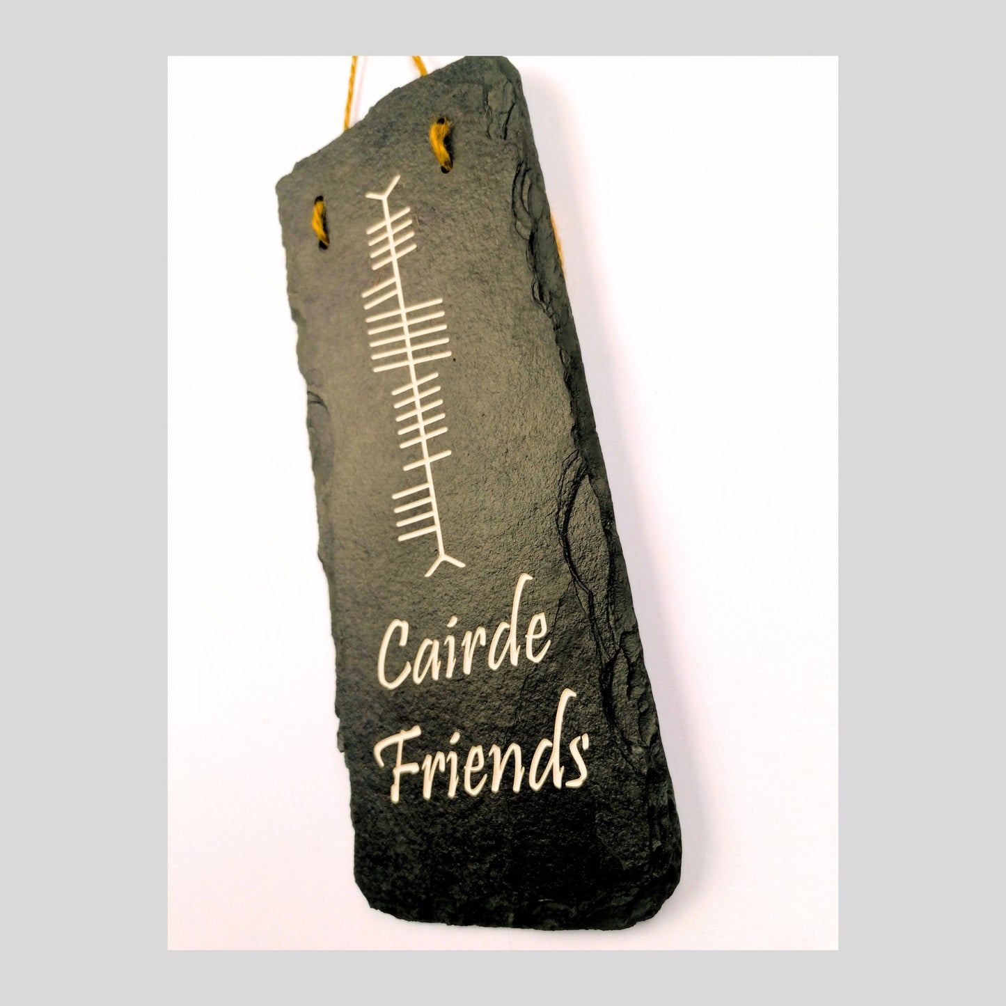 Ogham Wall Hanging | Natural Slate | Handmade Deep Engraved Signs | Celtic Irish Gaelic Traditional | Rustic Home Decor | Unique Gift Ideas