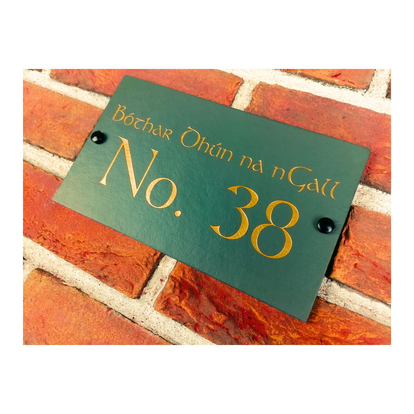 Engraved Natural Slate House Address Sign - Rustic Farmhouse Style Door Number - Wedding, Housewarming, Anniversary Gift Idea
