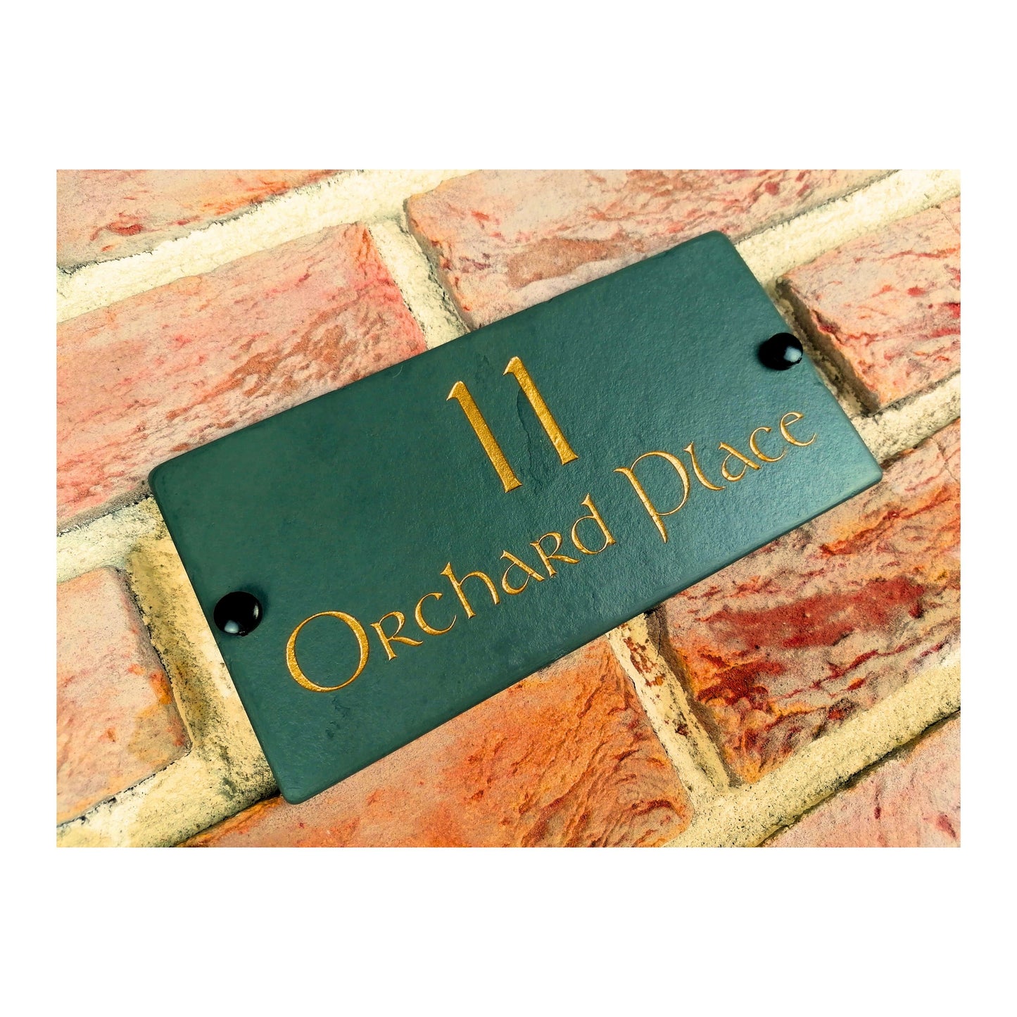 Engraved Natural Slate House Address Sign - Rustic Farmhouse Style Door Number - Wedding, Housewarming, Anniversary Gift Idea