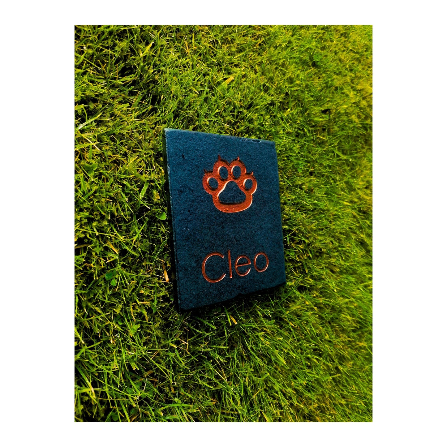Personalised Custom Pet Paw Print | Engraved Natural Slate Memorial Plaque | Gold Copper Silver | Memories Tributes Markers Stone Headstones