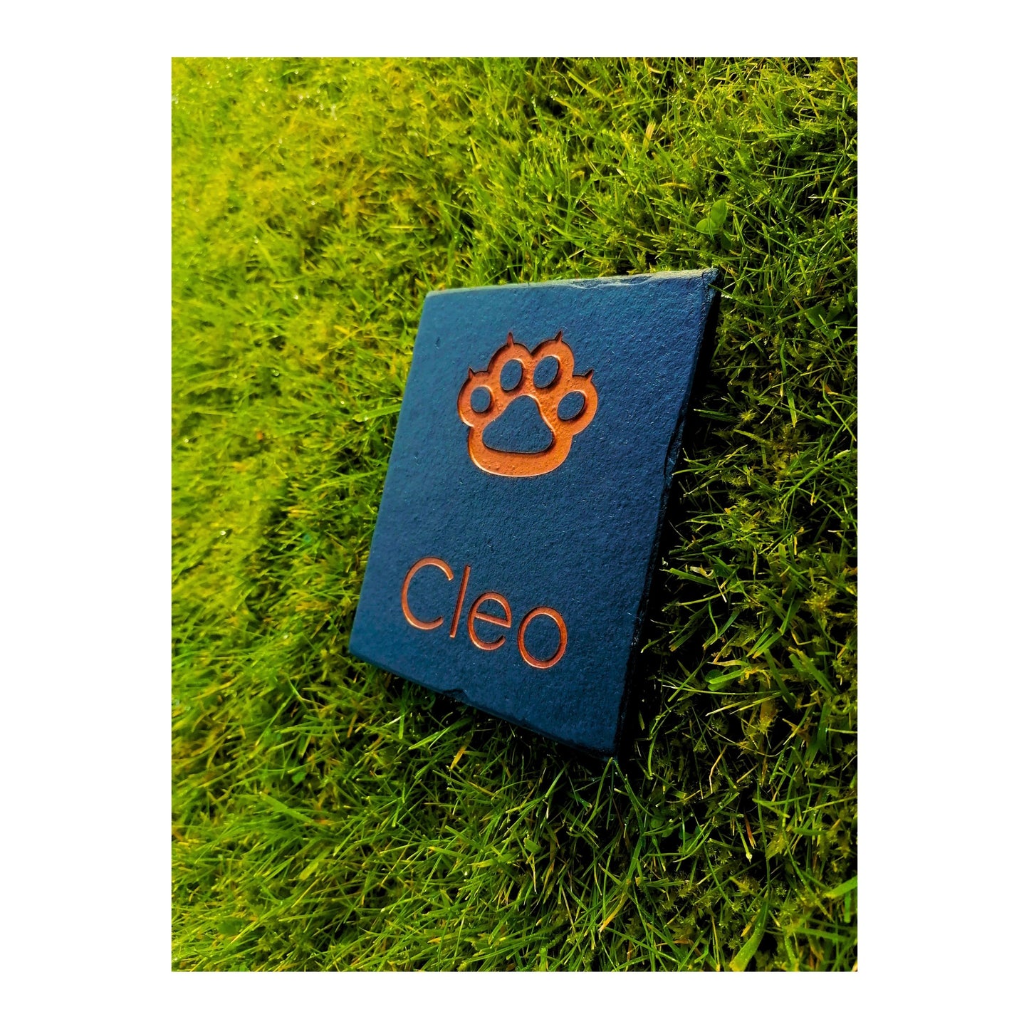 Personalised Custom Pet Paw Print | Engraved Natural Slate Memorial Plaque | Gold Copper Silver | Memories Tributes Markers Stone Headstones