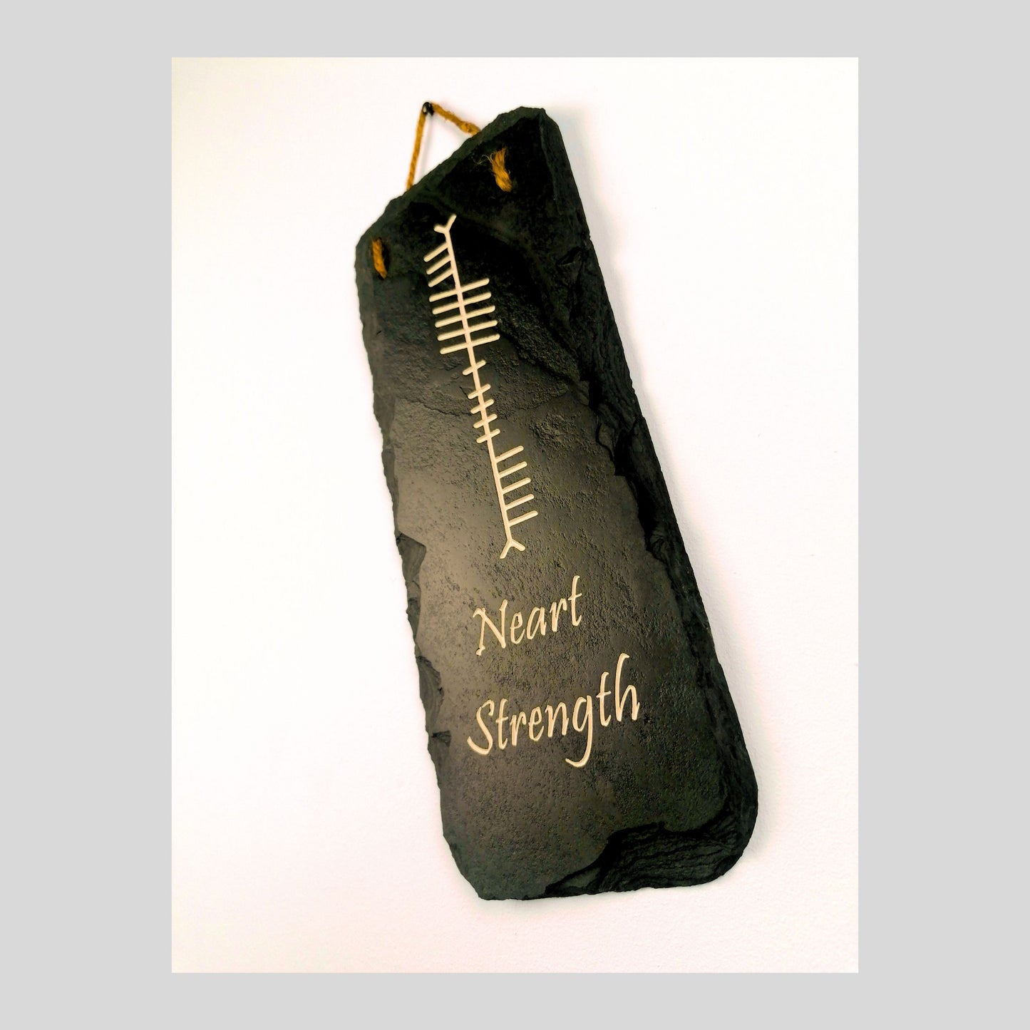 Ogham Wall Hanging | Natural Slate | Handmade Deep Engraved Signs | Celtic Irish Gaelic Traditional | Rustic Home Decor | Unique Gift Ideas