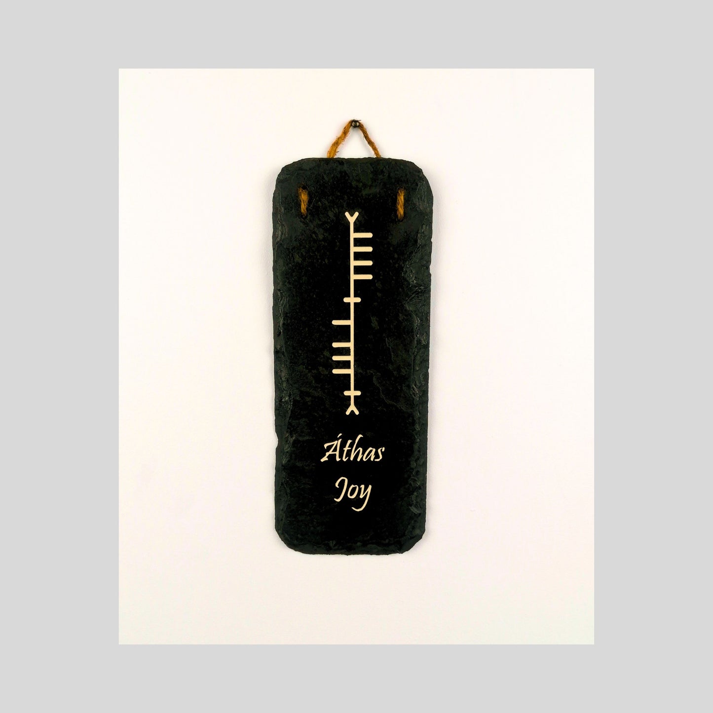 Ogham Wall Hanging | Natural Slate | Handmade Deep Engraved Signs | Celtic Irish Gaelic Traditional | Rustic Home Decor | Unique Gift Ideas