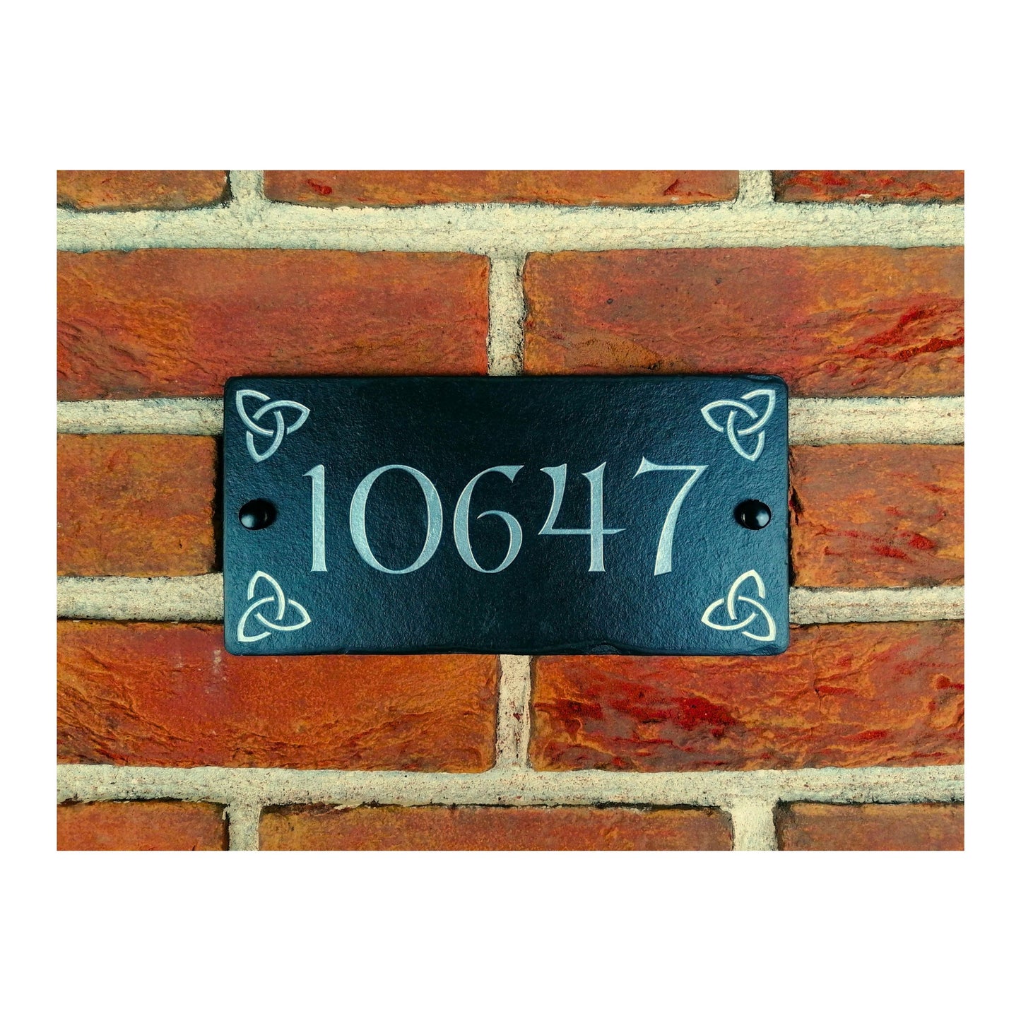 Engraved Natural Slate House Address Sign - Rustic Farmhouse Style Door Number - Wedding, Housewarming, Anniversary Gift Idea