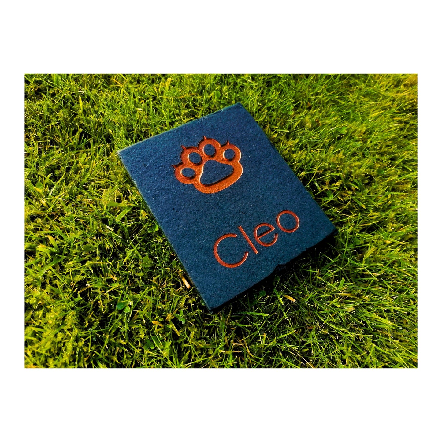 Personalised Custom Pet Paw Print | Engraved Natural Slate Memorial Plaque | Gold Copper Silver | Memories Tributes Markers Stone Headstones