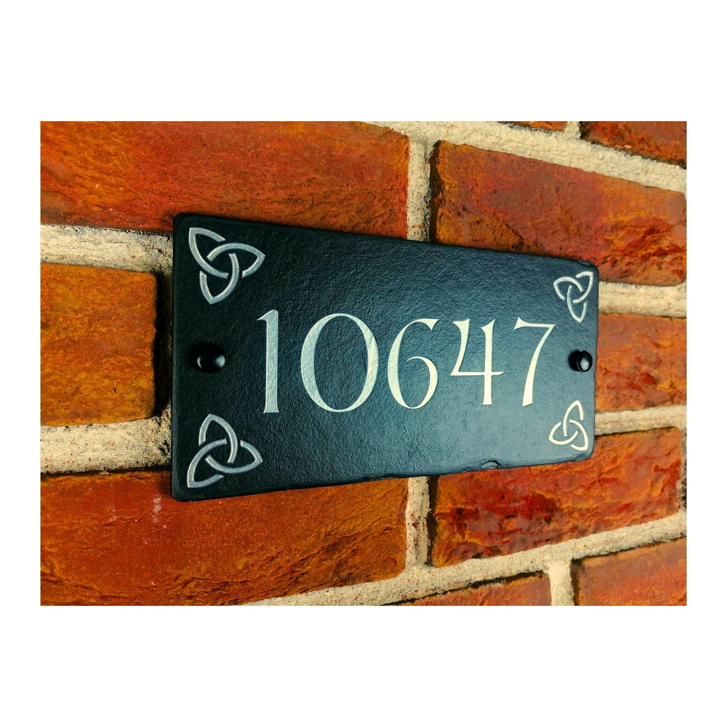 Engraved Natural Slate House Address Sign - Rustic Farmhouse Style Door Number - Wedding, Housewarming, Anniversary Gift Idea