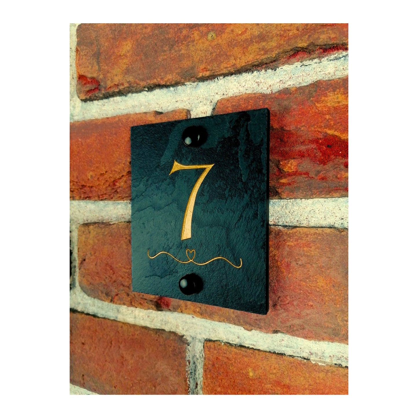 Engraved Natural Slate House Address Sign - Rustic Farmhouse Style Door Number - Wedding, Housewarming, Anniversary Gift Idea