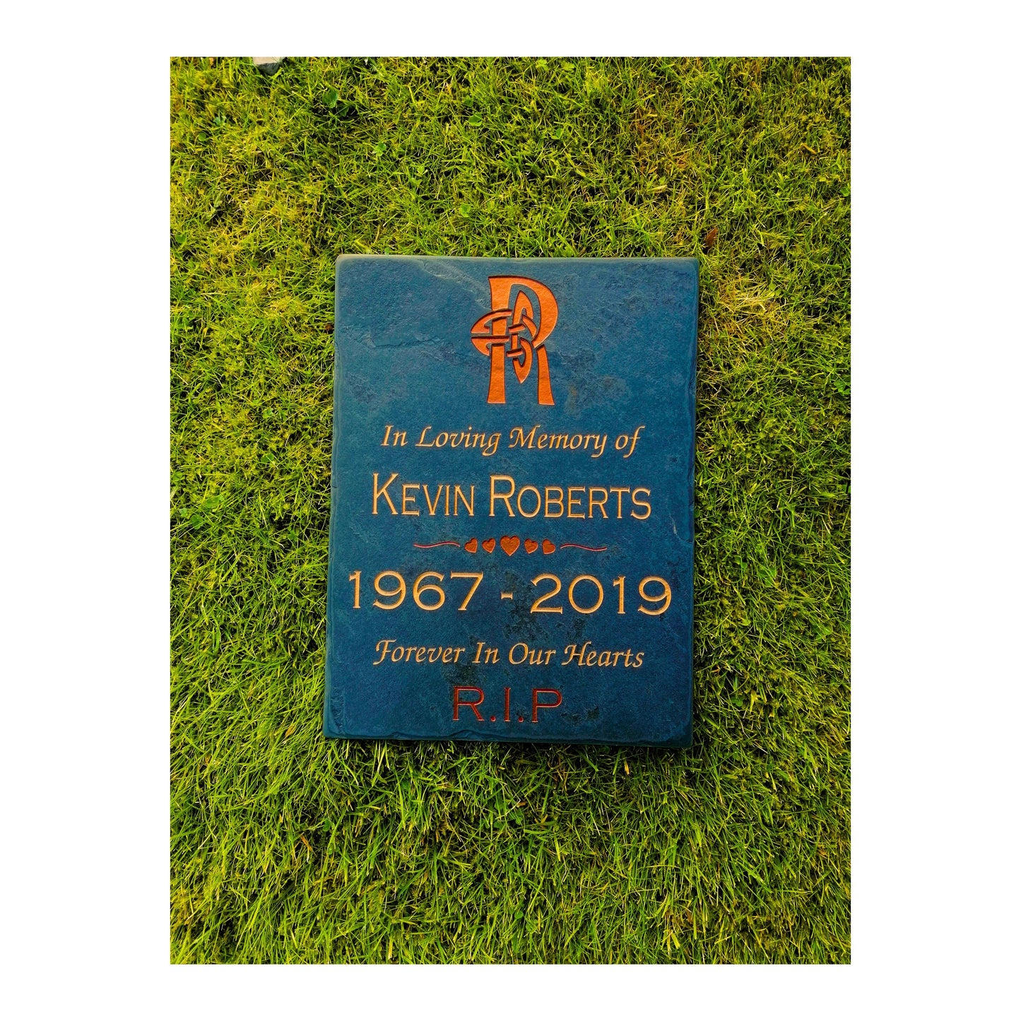Grave Marker Memorial Plaque | Engraved Natural Slate | Custom Personalised | Gold Copper Silver | Memories Tributes Stone Headstones Bereavement