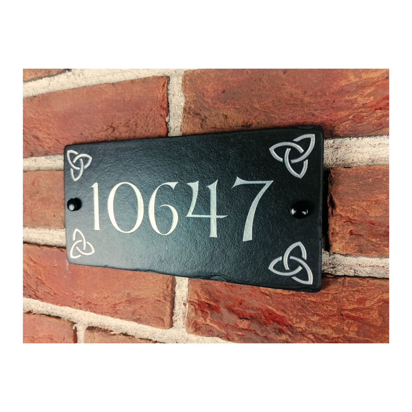Engraved Natural Slate House Address Sign - Rustic Farmhouse Style Door Number - Wedding, Housewarming, Anniversary Gift Idea