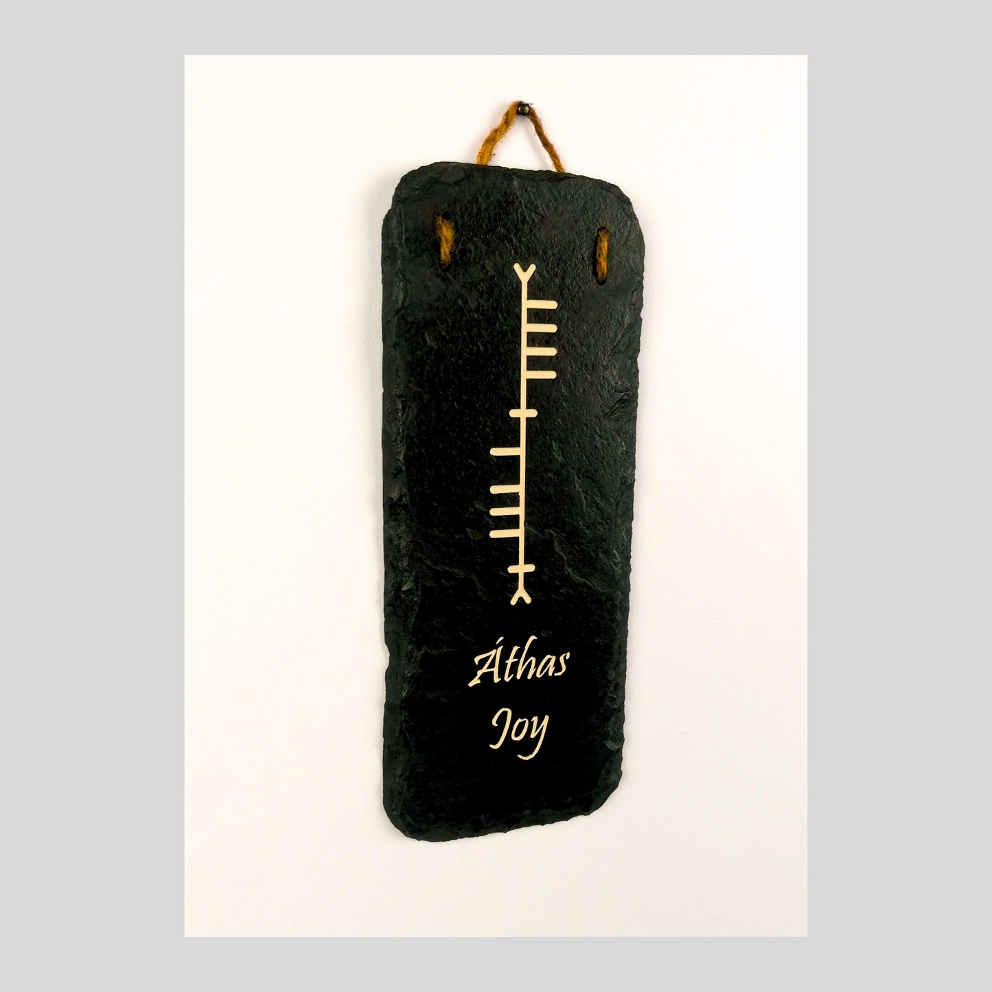 Ogham Wall Hanging | Natural Slate | Handmade Deep Engraved Signs | Celtic Irish Gaelic Traditional | Rustic Home Decor | Unique Gift Ideas