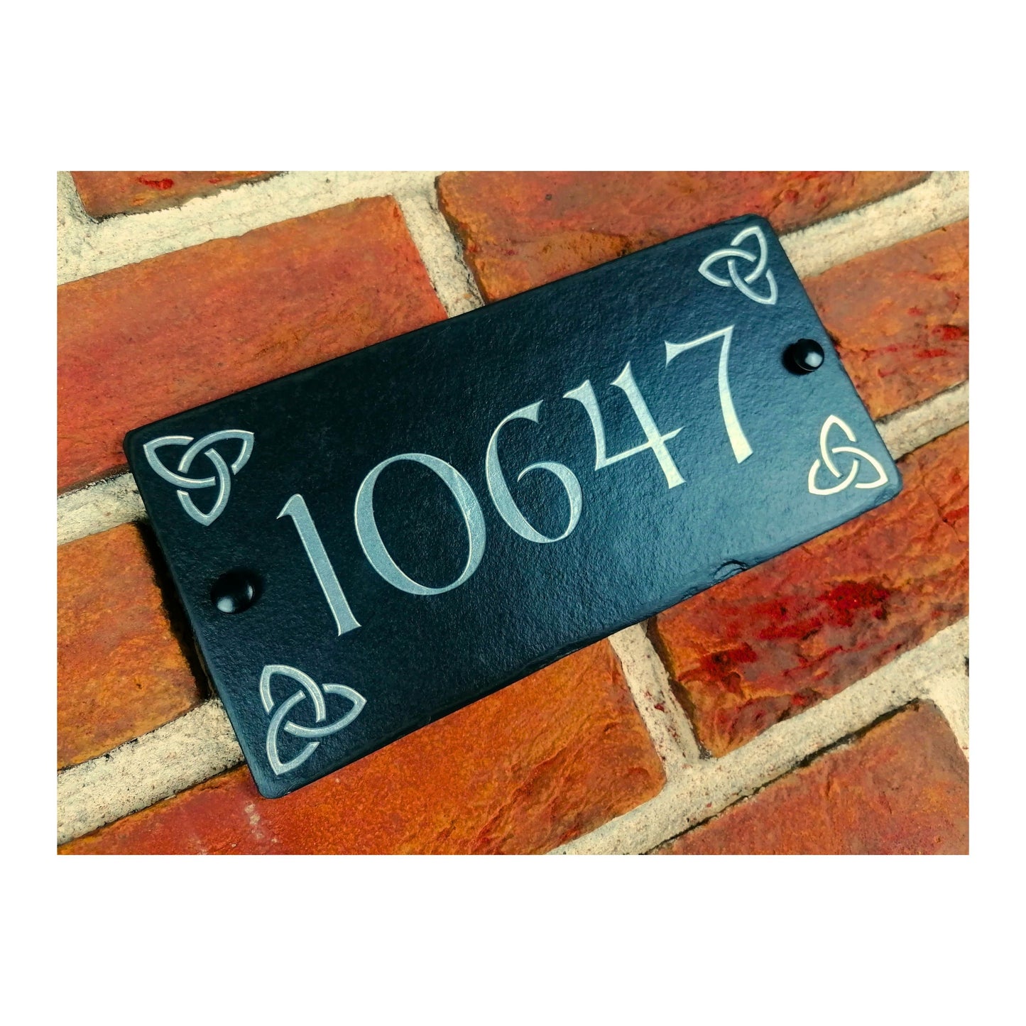 Engraved Natural Slate House Address Sign - Rustic Farmhouse Style Door Number - Wedding, Housewarming, Anniversary Gift Idea