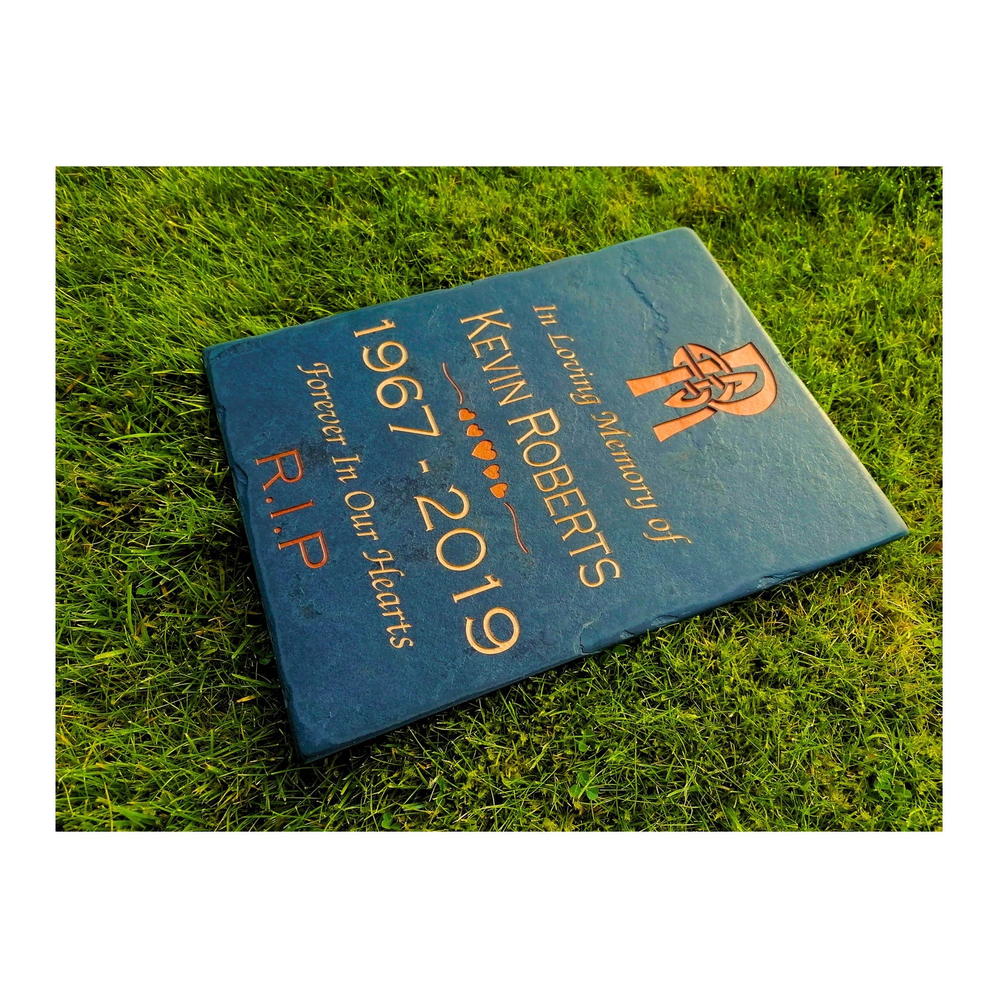 Grave Marker Memorial Plaque | Engraved Natural Slate | Custom Personalised | Gold Copper Silver | Memories Tributes Stone Headstones Bereavement