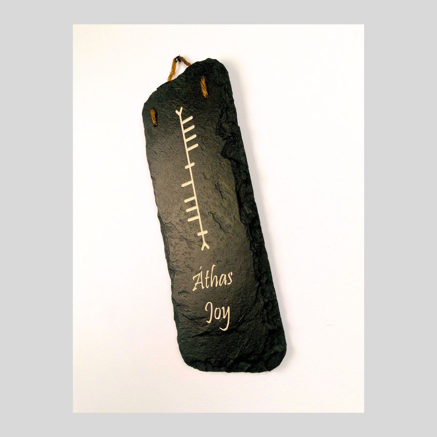Ogham Wall Hanging | Natural Slate | Handmade Deep Engraved Signs | Celtic Irish Gaelic Traditional | Rustic Home Decor | Unique Gift Ideas