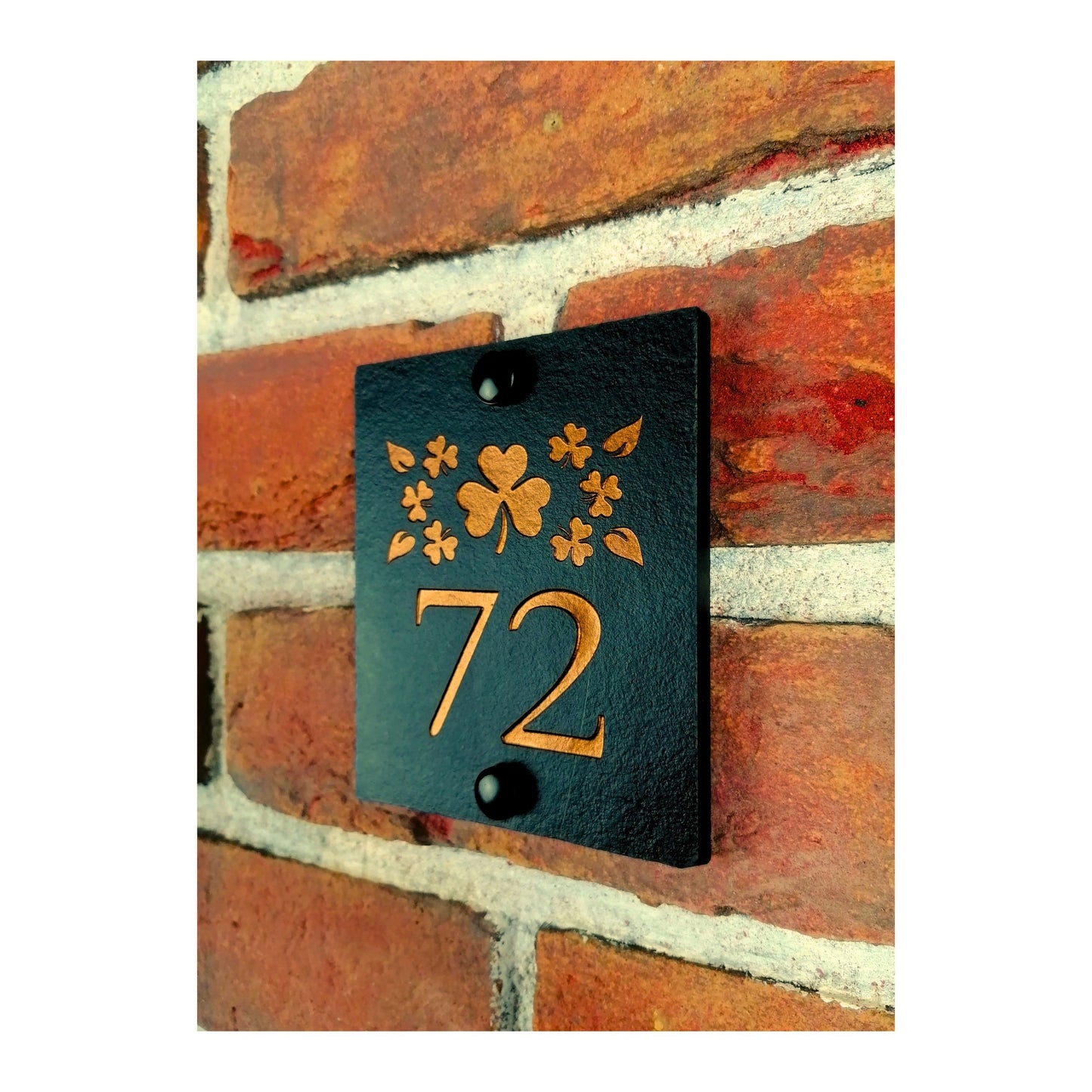 Engraved Natural Slate House Address Sign - Rustic Farmhouse Style Door Number - Wedding, Housewarming, Anniversary Gift Idea