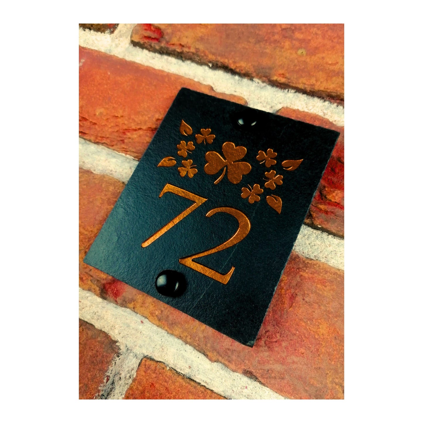 Engraved Natural Slate House Address Sign - Rustic Farmhouse Style Door Number - Wedding, Housewarming, Anniversary Gift Idea
