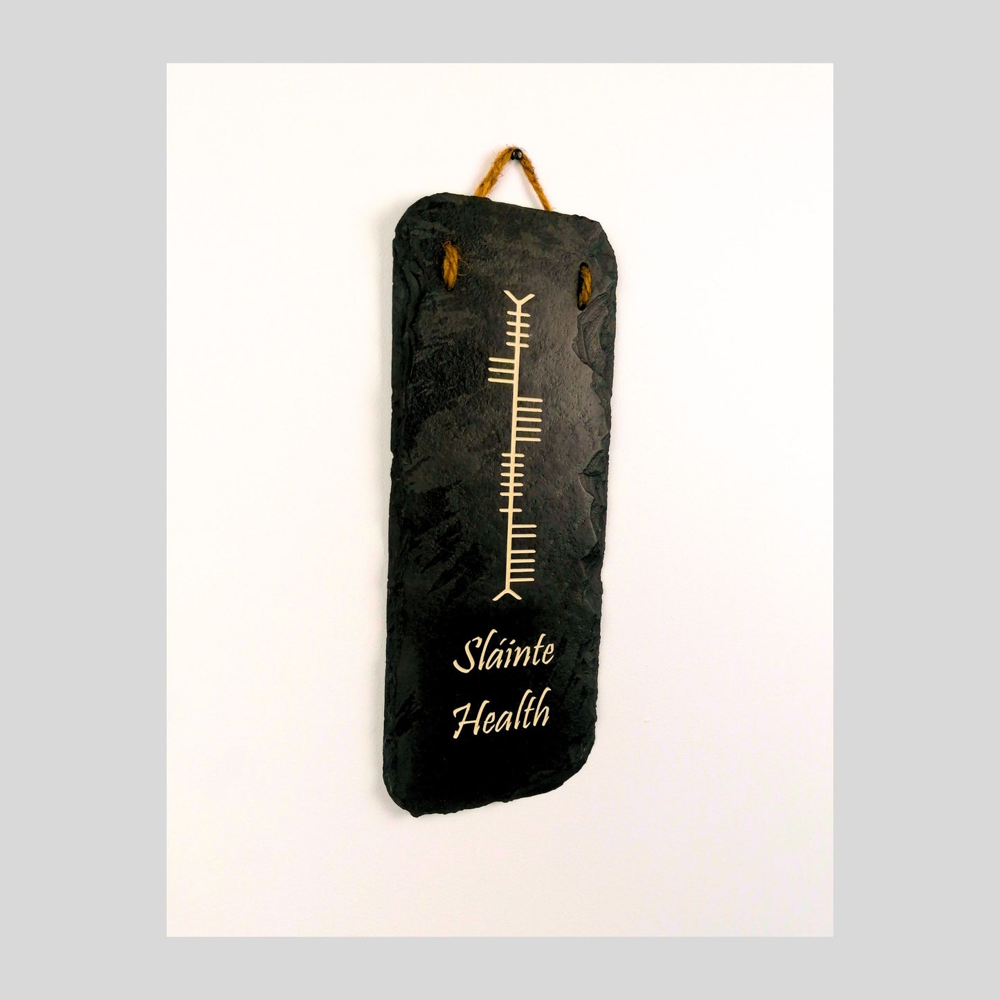 Ogham Wall Hanging | Natural Slate | Handmade Deep Engraved Signs | Celtic Irish Gaelic Traditional | Rustic Home Decor | Unique Gift Ideas